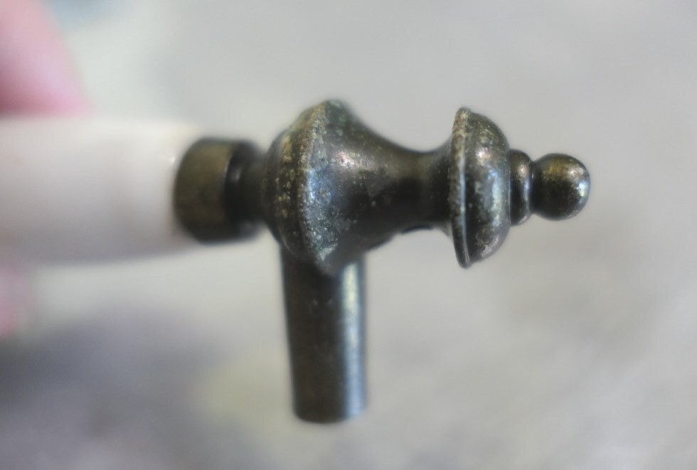 NOS Brass & Ceramic Cabinet Dresser Sideboard Drawer Pull Handle 5″ Japan