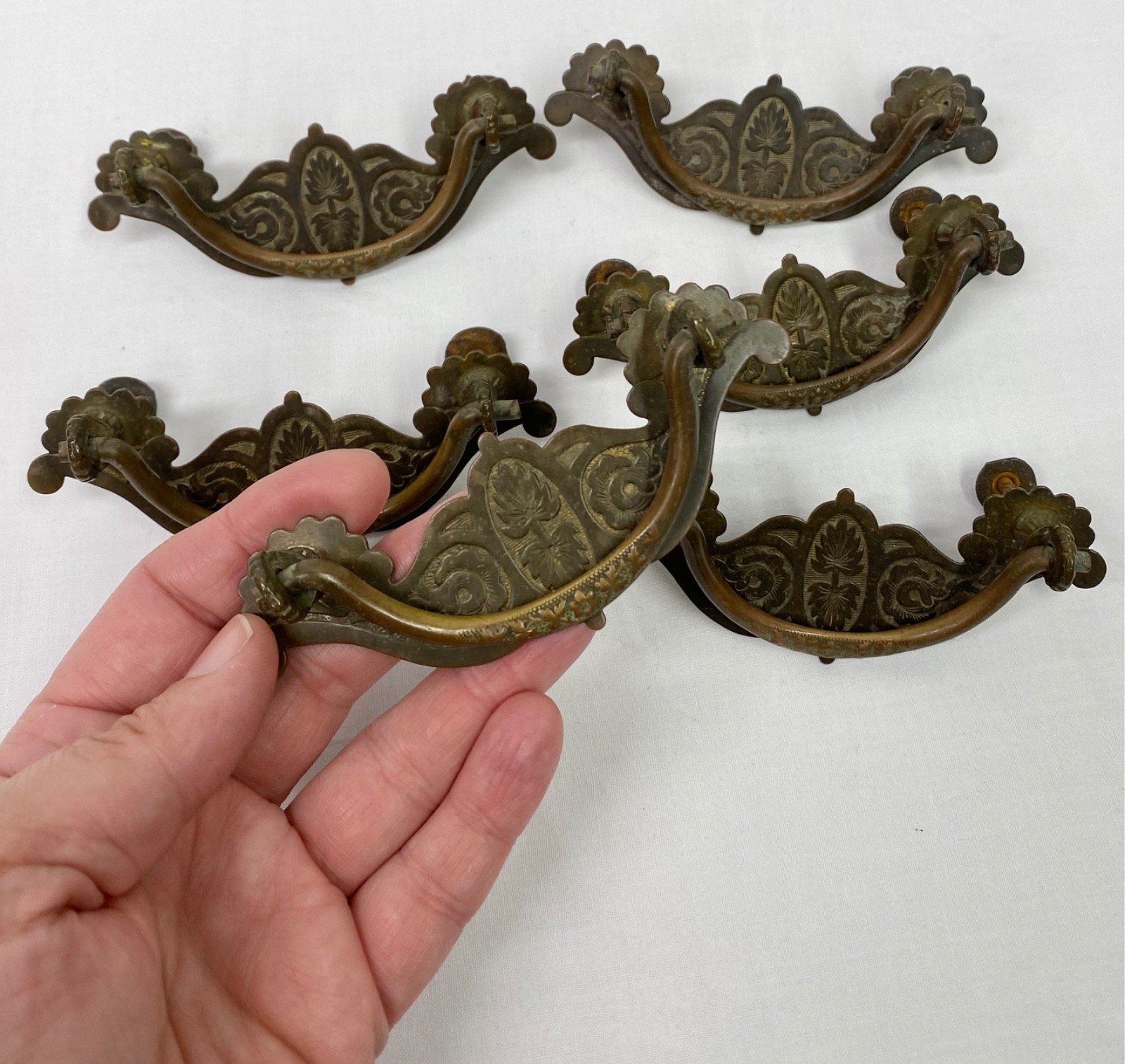 6 Antique Drop Bail Pull Drawer Cabinet Handle Ornate Eastlake Hardware