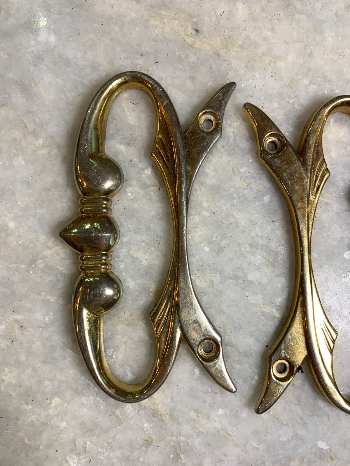 Antique Vintage Mid Century Modern MCM Steel Metal Handle Handles Gold Gilded