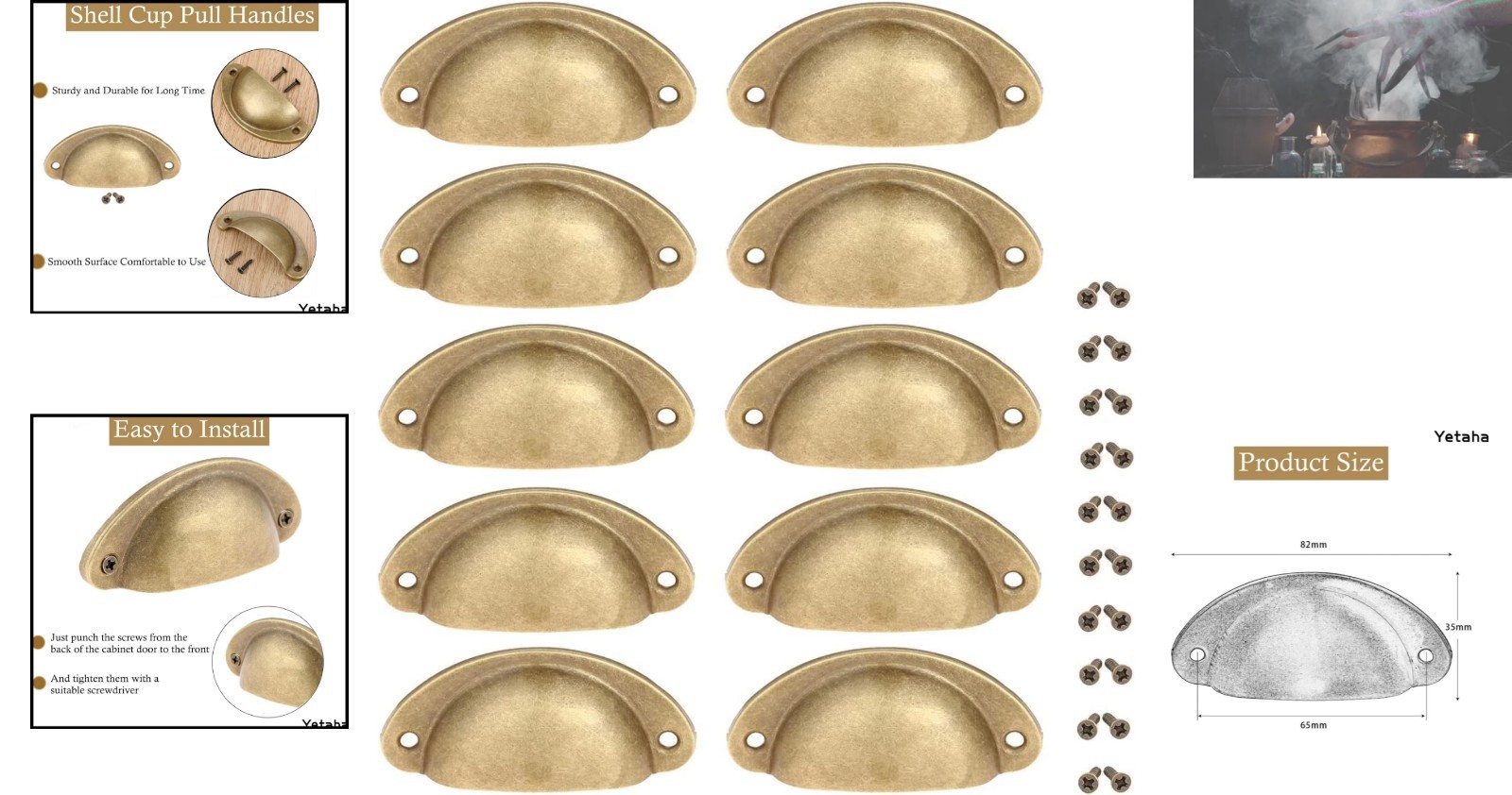 Chic 10-Pack Golden Antique Pulls for Furniture – Durable & Stylish Drawer Knobs
