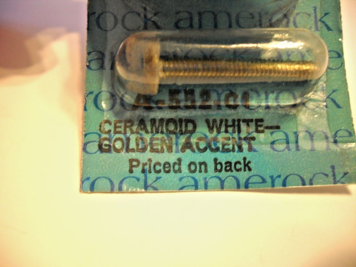Vintage Nos Metal Drawer Knob 1-1/2″ Cabinet Door Pull White w Gold Accent Ring