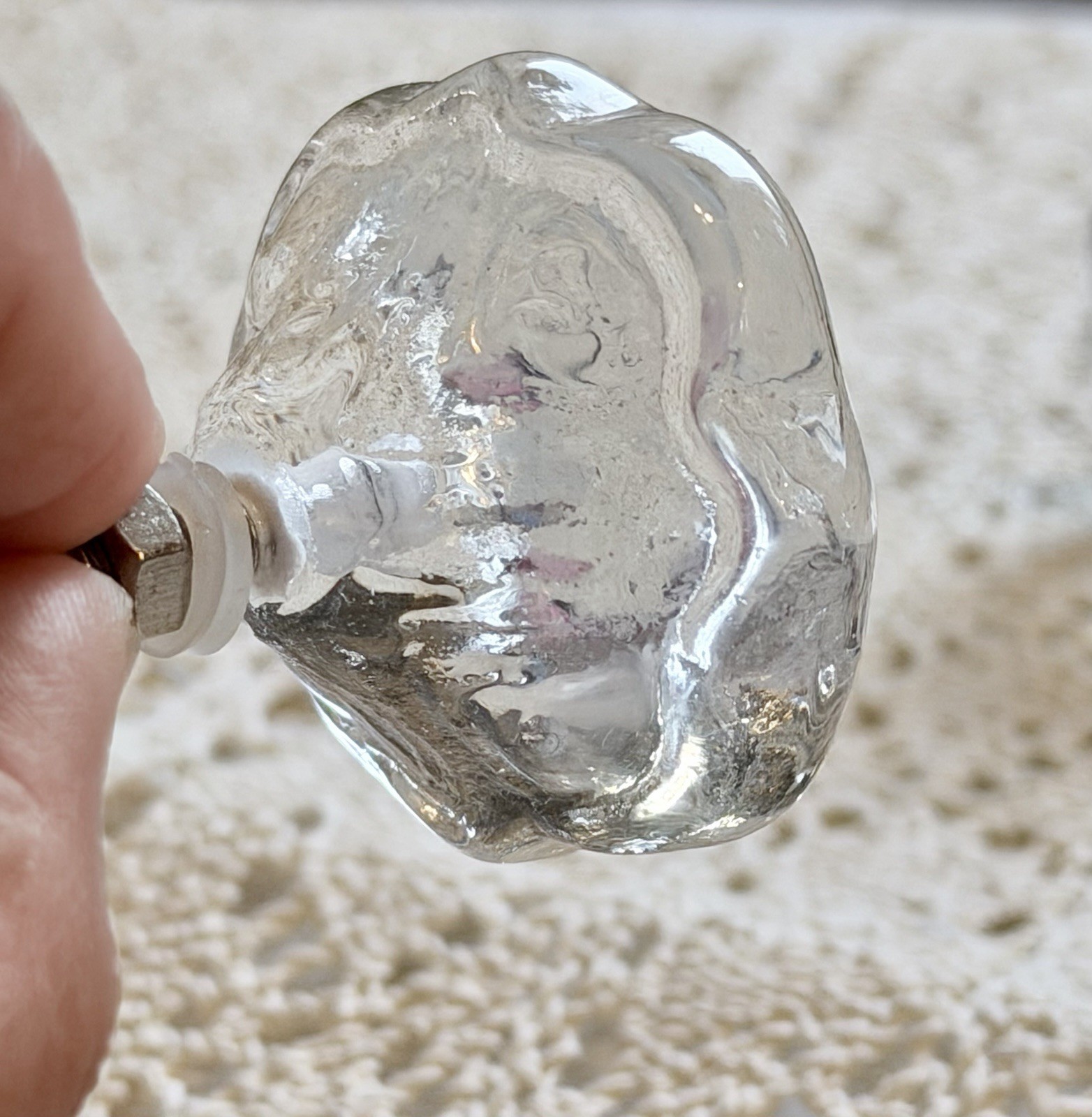 1 VINTAGE HOLLYWOOD REGENCY Flower Glass CRYSTAL Cabinet Drawer KNOBS DOOR PULLS