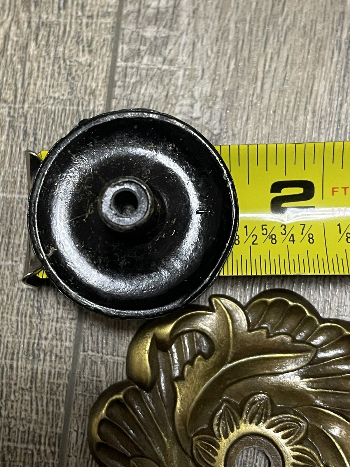 Vtg Two Piece Round Brass Drawer Cabinet Pull Knob Front and Back Plate Taiwan