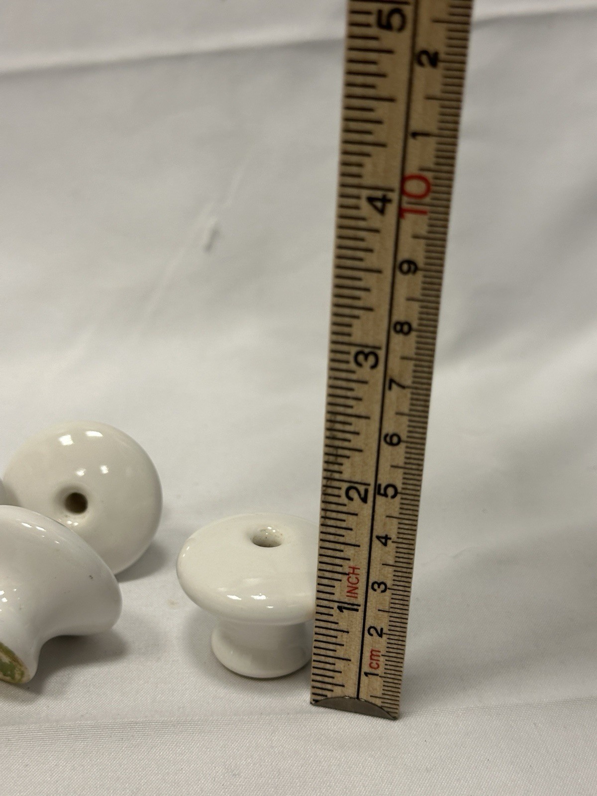 Lot of 8 Vintage White Ceramic Drawer Pulls – Classic Round Knobs | No Hardware