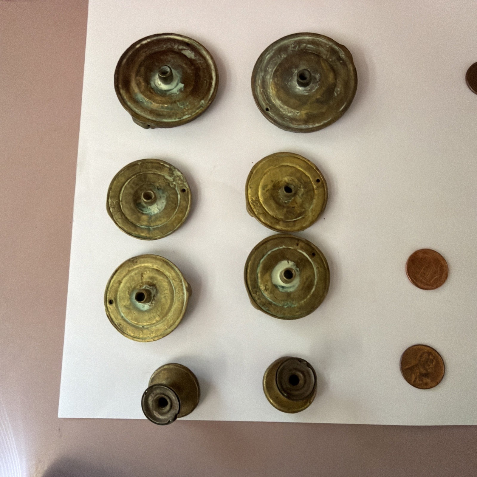Vintage Brass Floral Ring Drop Cabinet Drawer Pull Furniture Replacement 8 Pcs