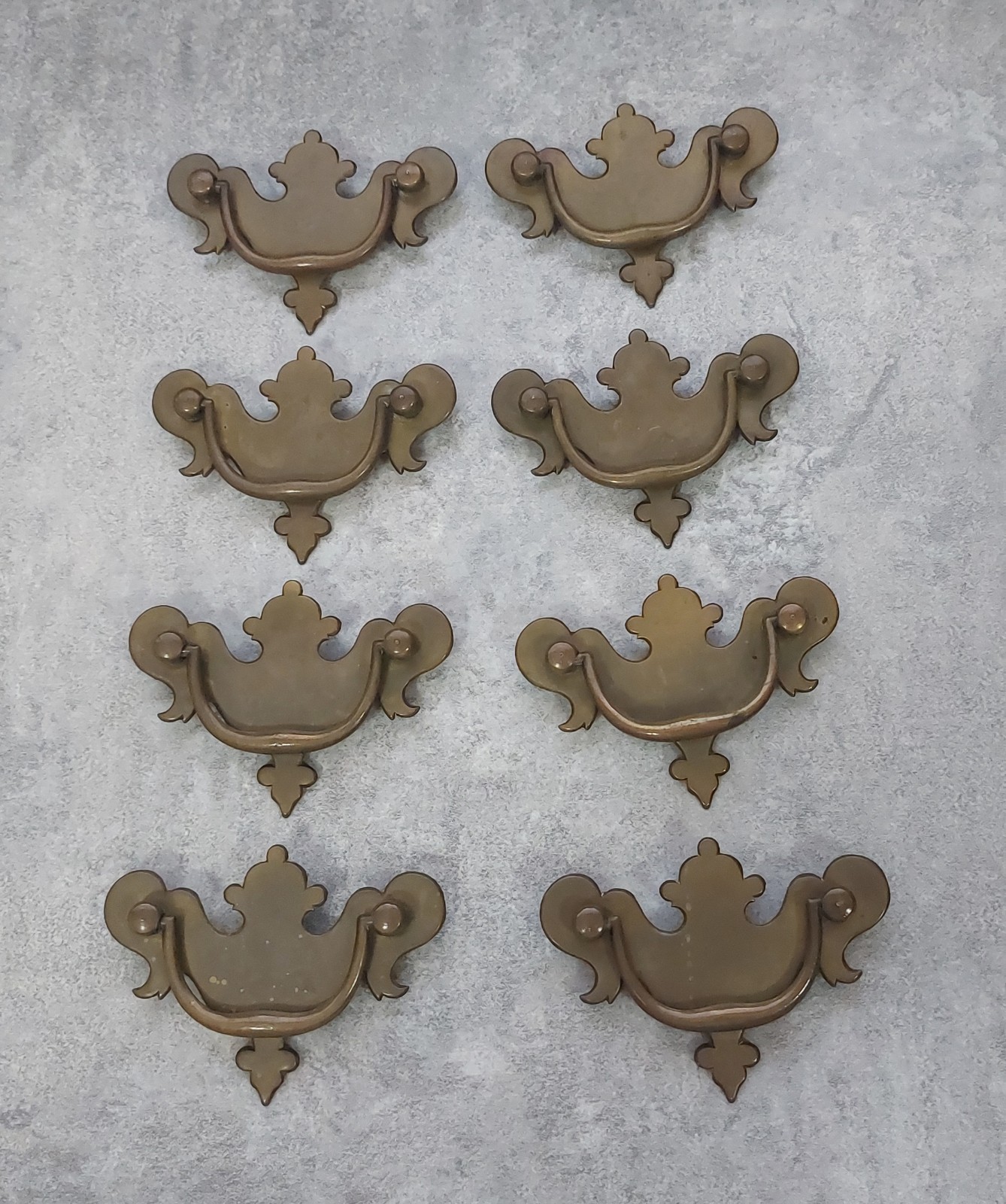 Antique Brass Chippendale Batwing Drawer Pulls 2 1/2″ Centers Gold With Screws