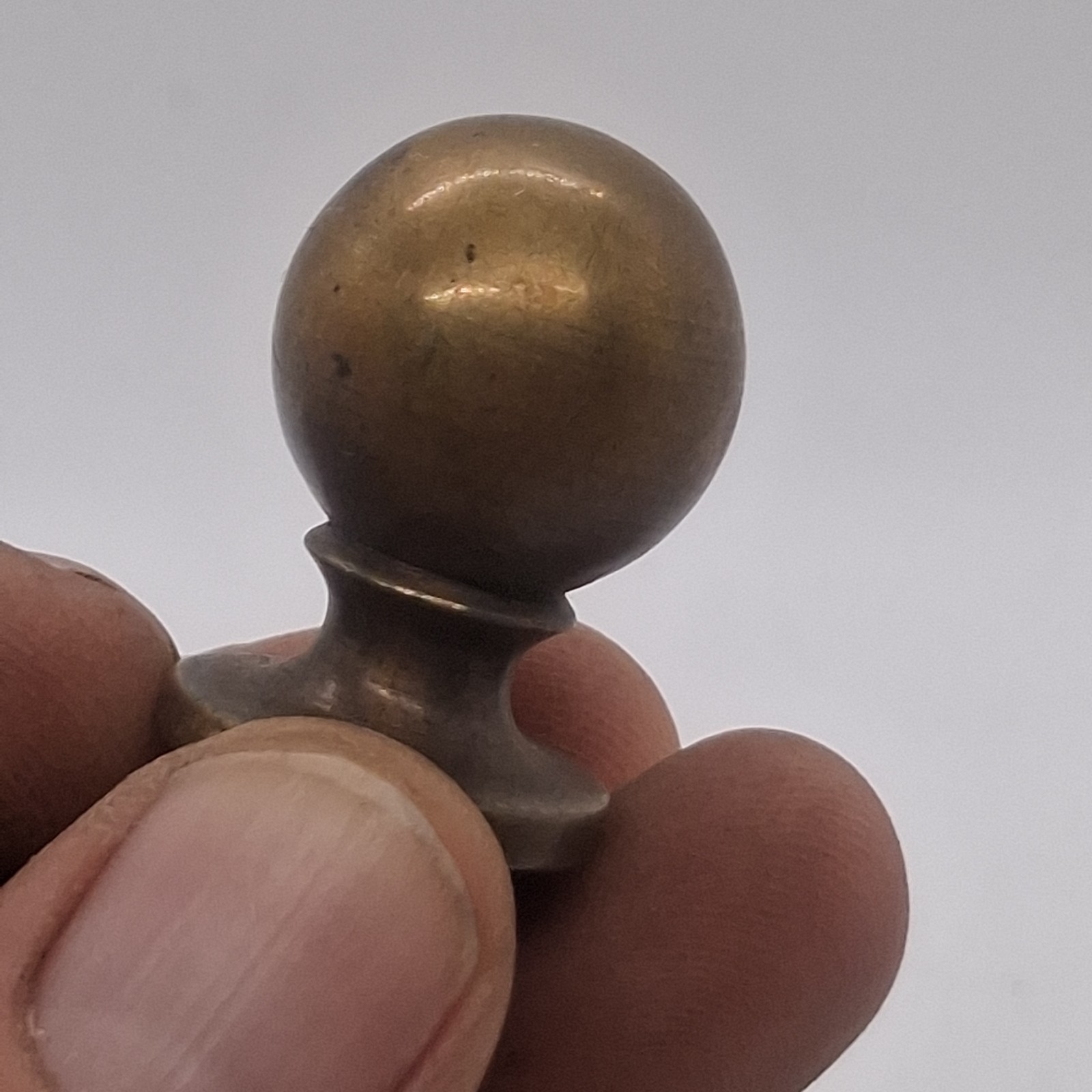 Antique Heavy Brass Round Small Drawer Pull Half Inch Screw In Patina