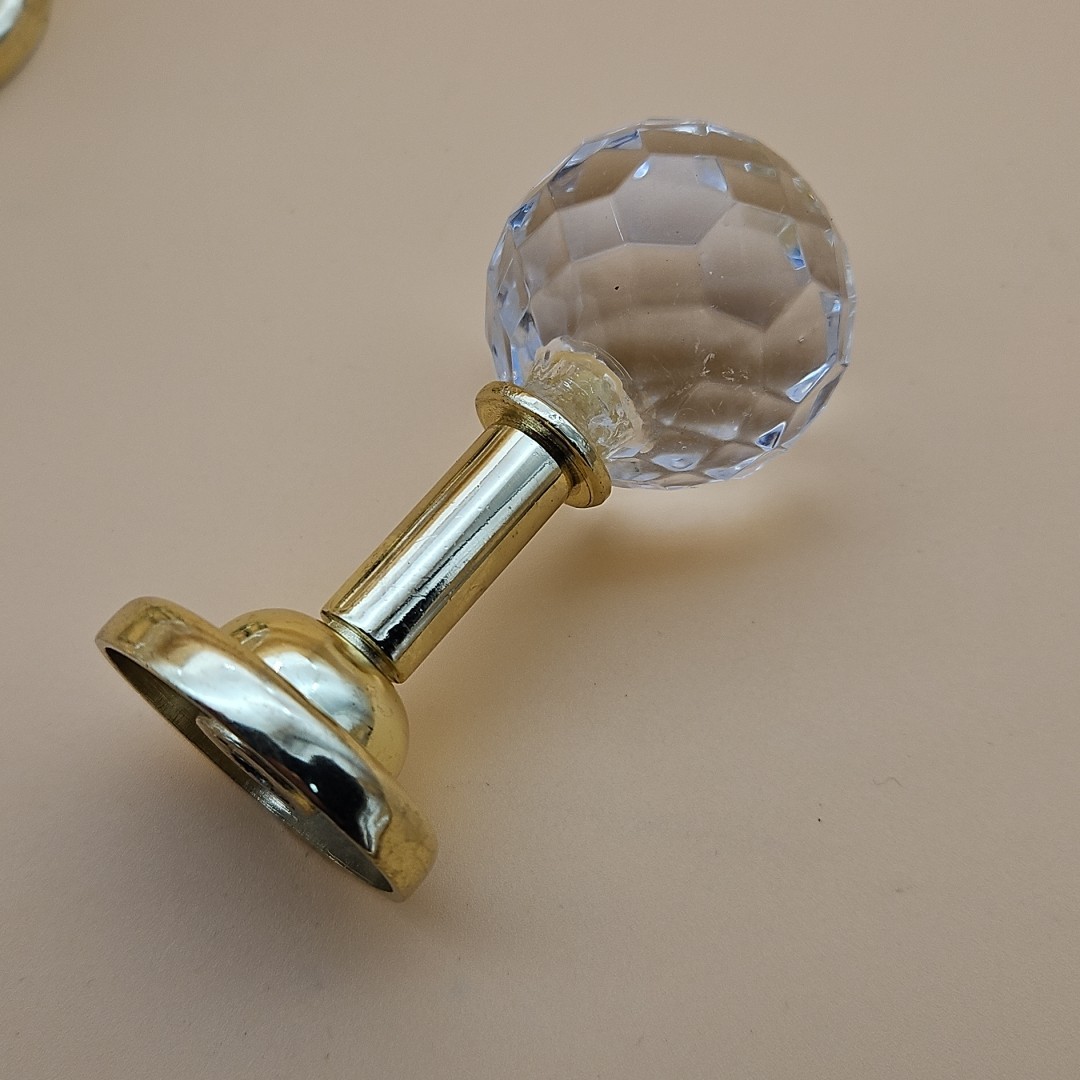 Lot Of 11 Vintage Crystal Ball Drawer Pulls Gold Kitchen Cabinet Hardware