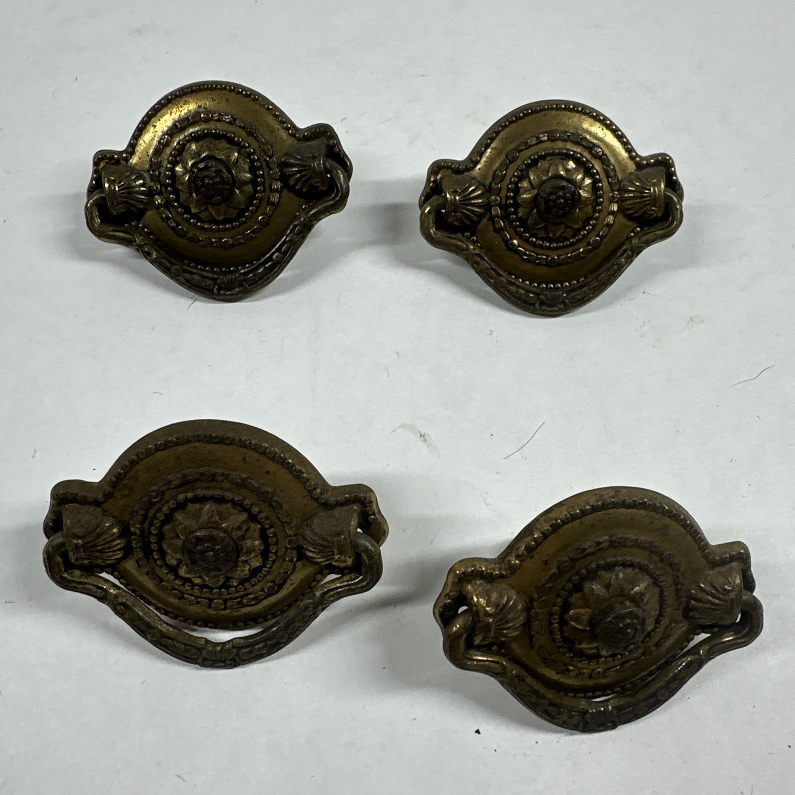 Vintage Metal Drawer Pull Drop Handle Set Of 8