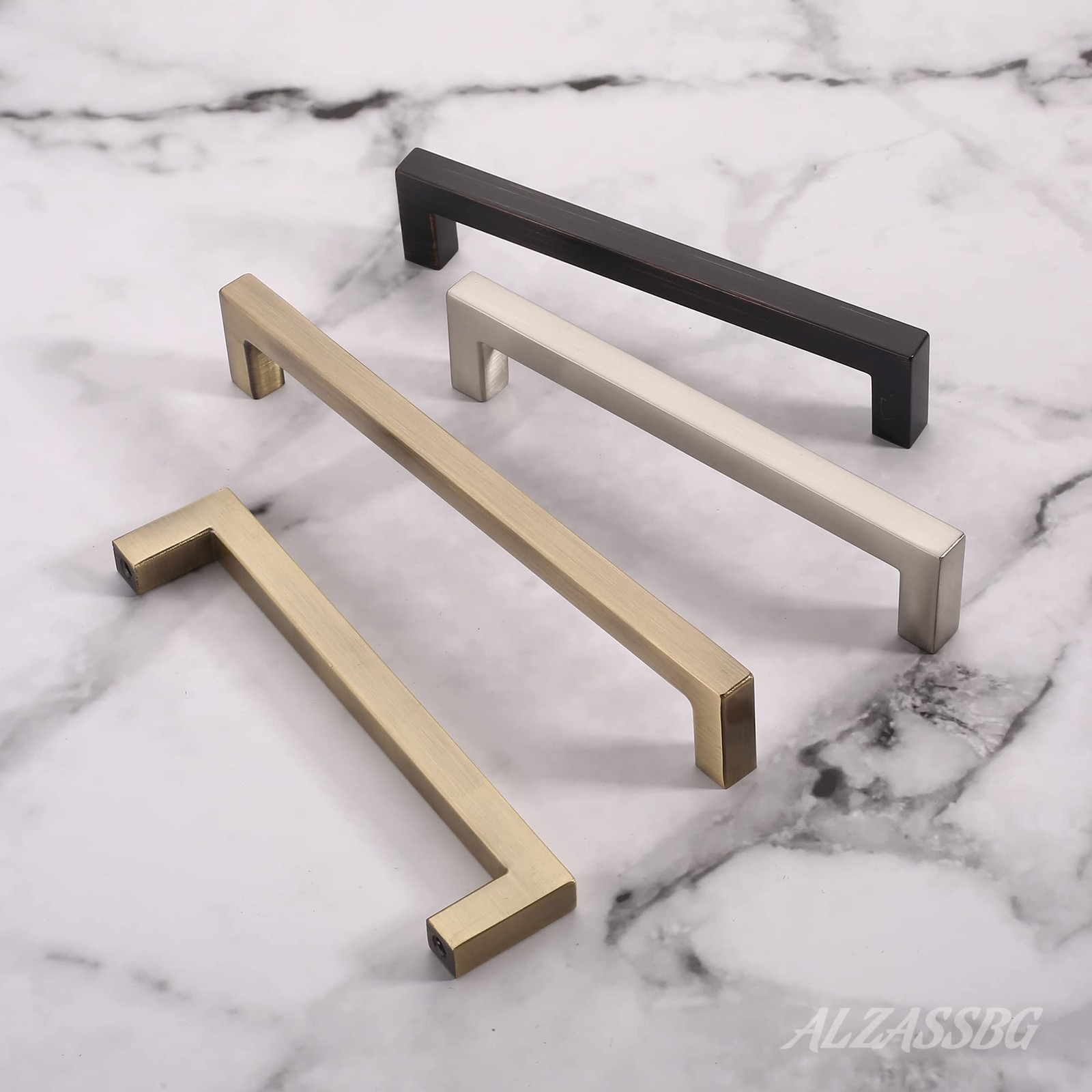 Alzassbg Cabinet Pulls Brushed Antique Brass Square Handles 6-1/4 Inch160Mm