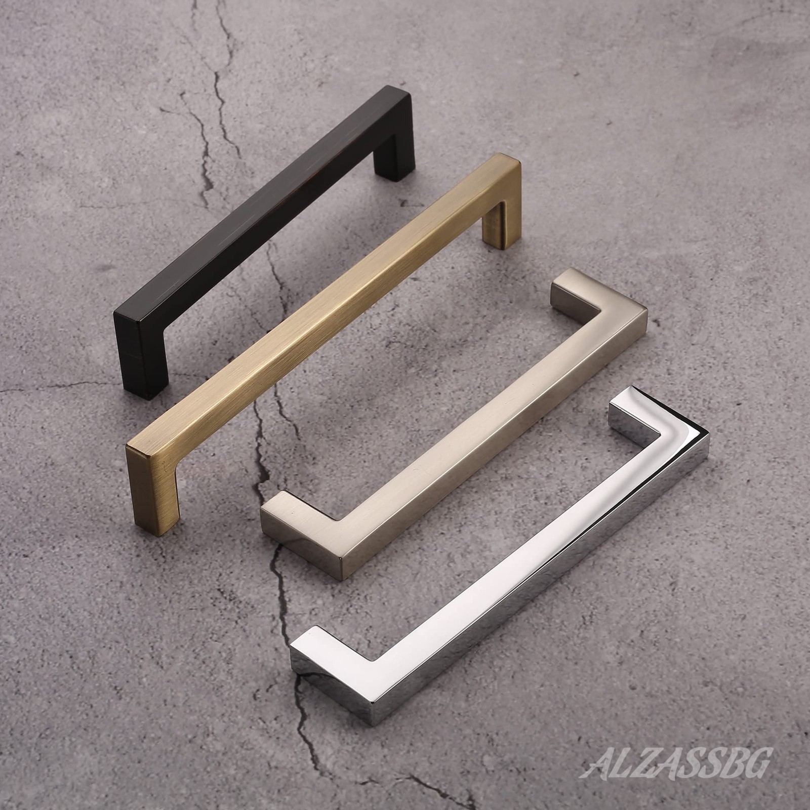 Alzassbg Cabinet Pulls Brushed Antique Brass Square Handles 6-1/4 Inch160Mm