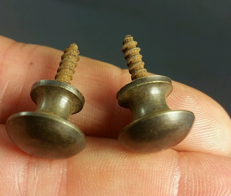 2 Solid Brass VERY SMALL Stacking Barrister Bookcase 7/16″ Knobs drawer Pulls #K
