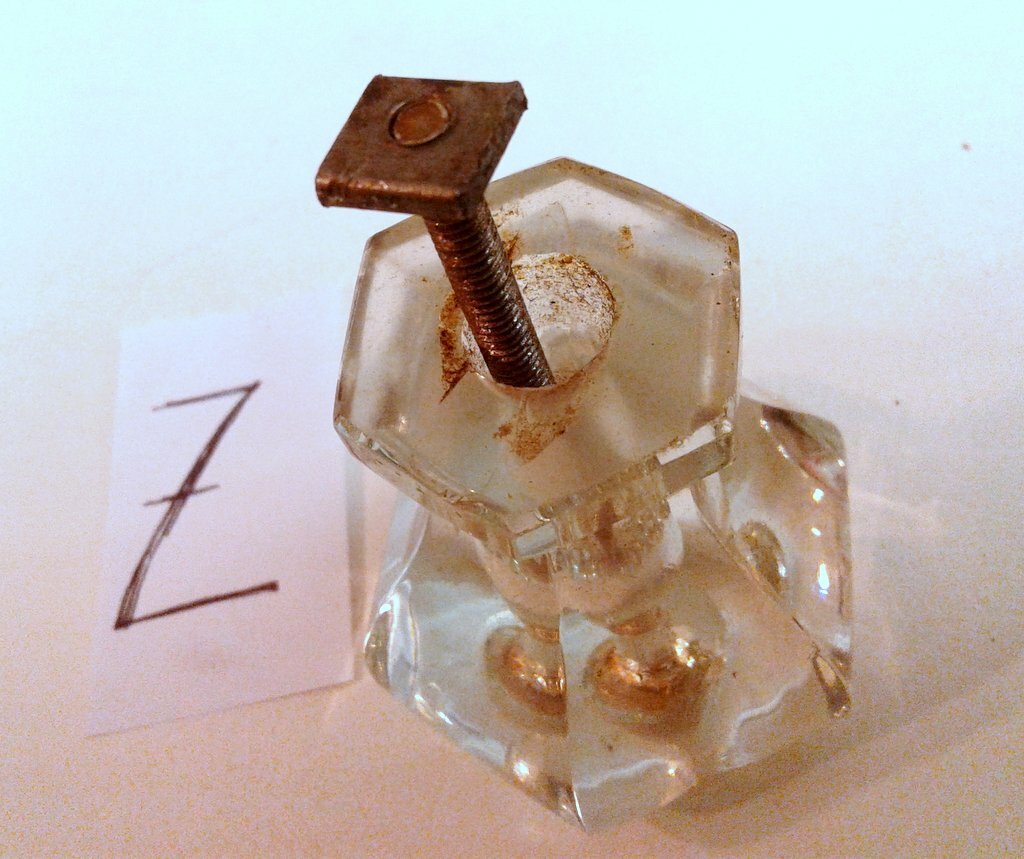 Antique Clear Glass Drawer Knob Pull with Screw 1920 Era