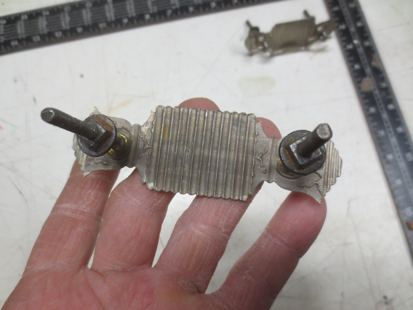 Antique Pair of Nickel Plated Brass Drawer Pulls – Salvage