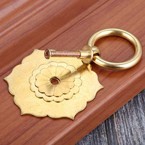 Antique Brass Ring Pulls 4 Pack Vintage Hexagon Flower Drawer Handles Cabinet