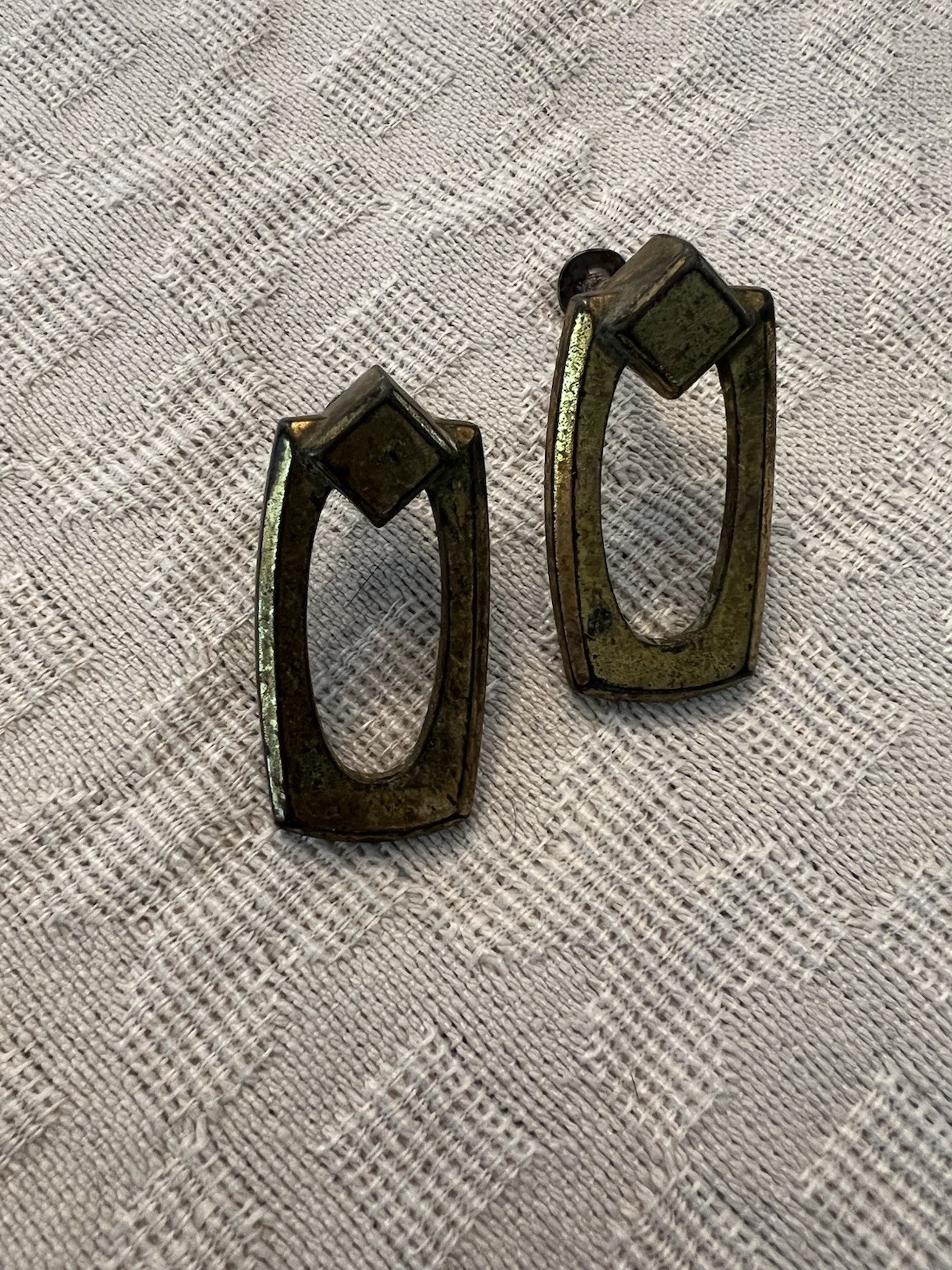 Vintage Brass Drawer Pulls 2” Rectangular Set Of 2