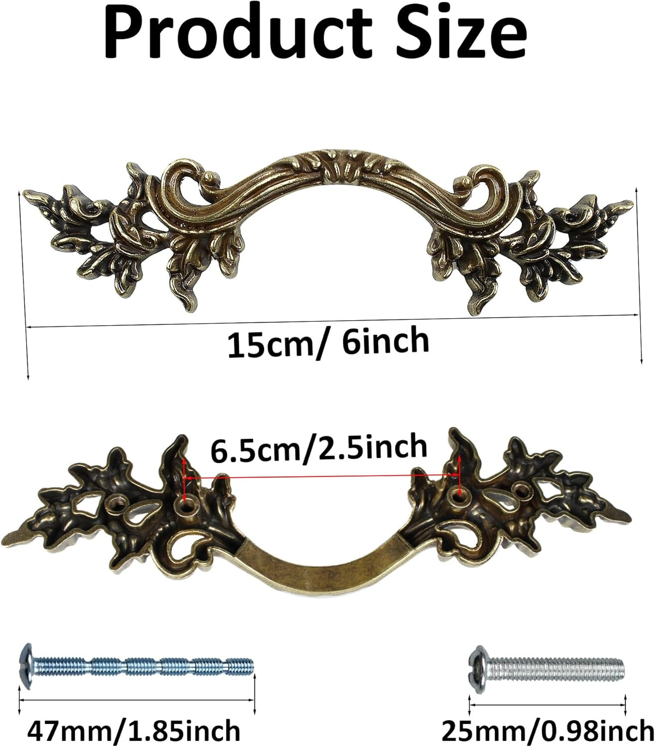 4PCS 6Inch Vintage Drawer Pulls, Antique Bronze Cabinet Handles, Euro Style Dres