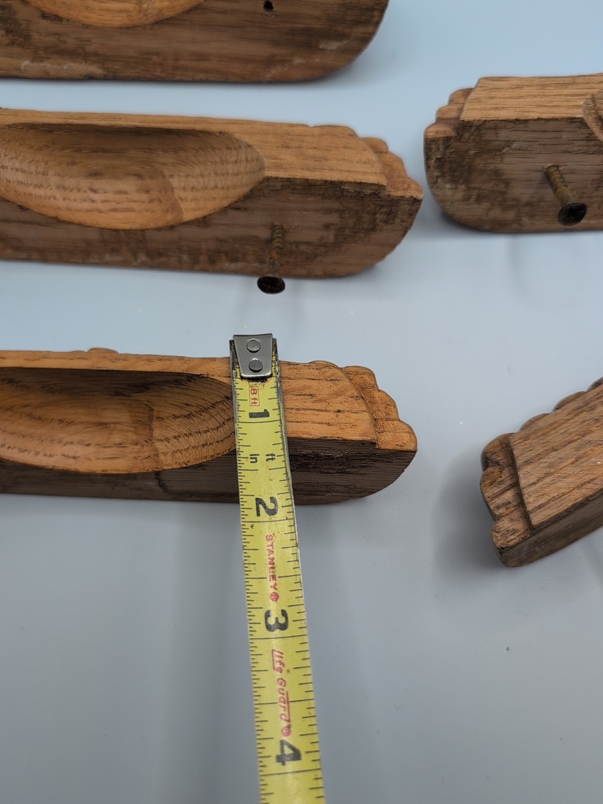 Vintage Art Deco Style Wood Oak Desk Drawer Pulls Handles Ornate Carved Lot of 6