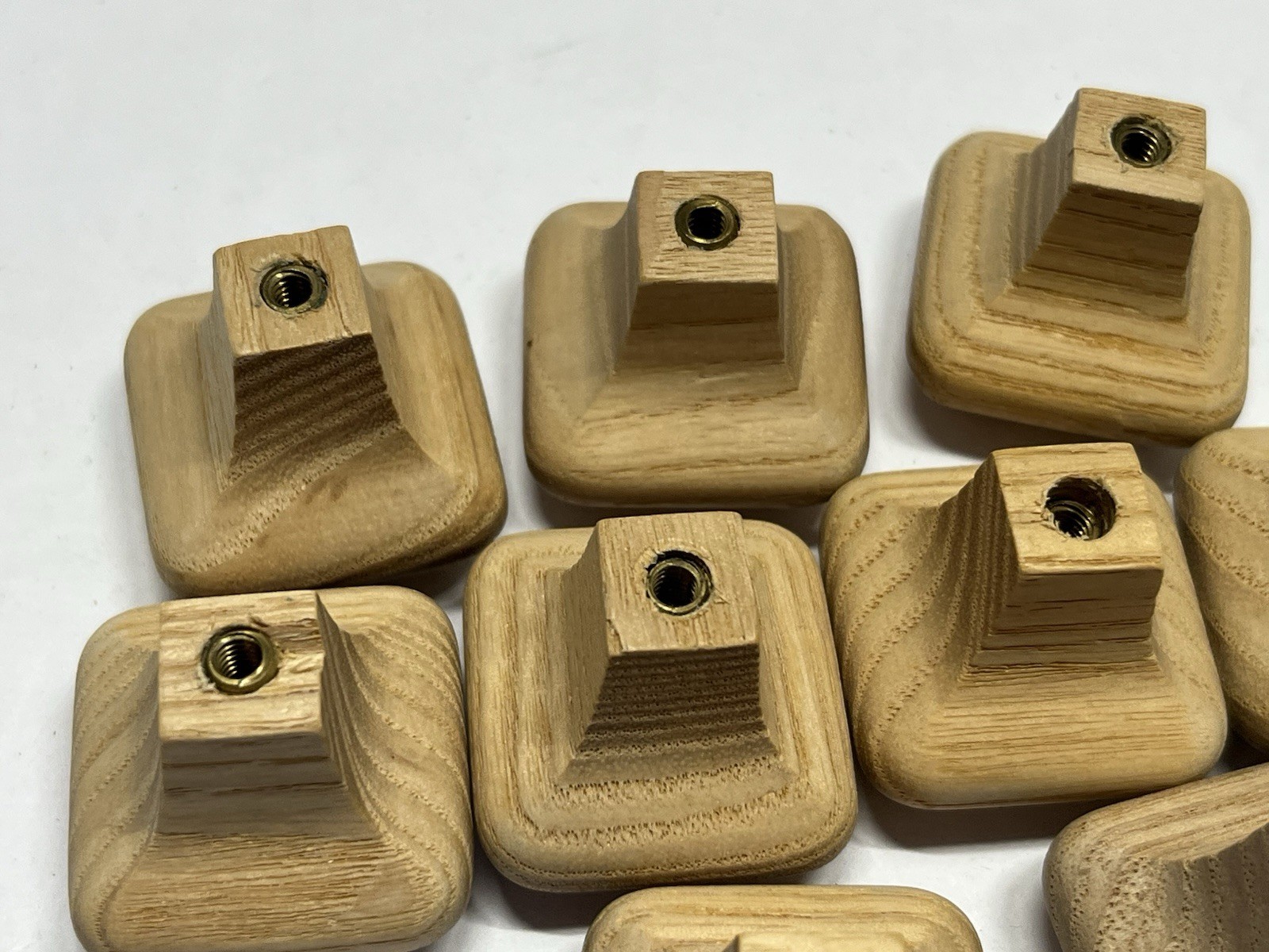 Vintage Lot (9) NOS Square Natural/Unfunished Fixed Wood Drawer/Cabinet Knobs
