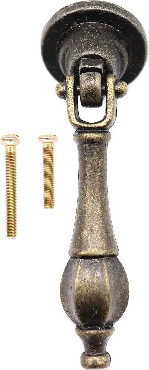5-Pack Antique Vintage Tear Drop Pulls with Pendant for Dresser Drawer Cabniet