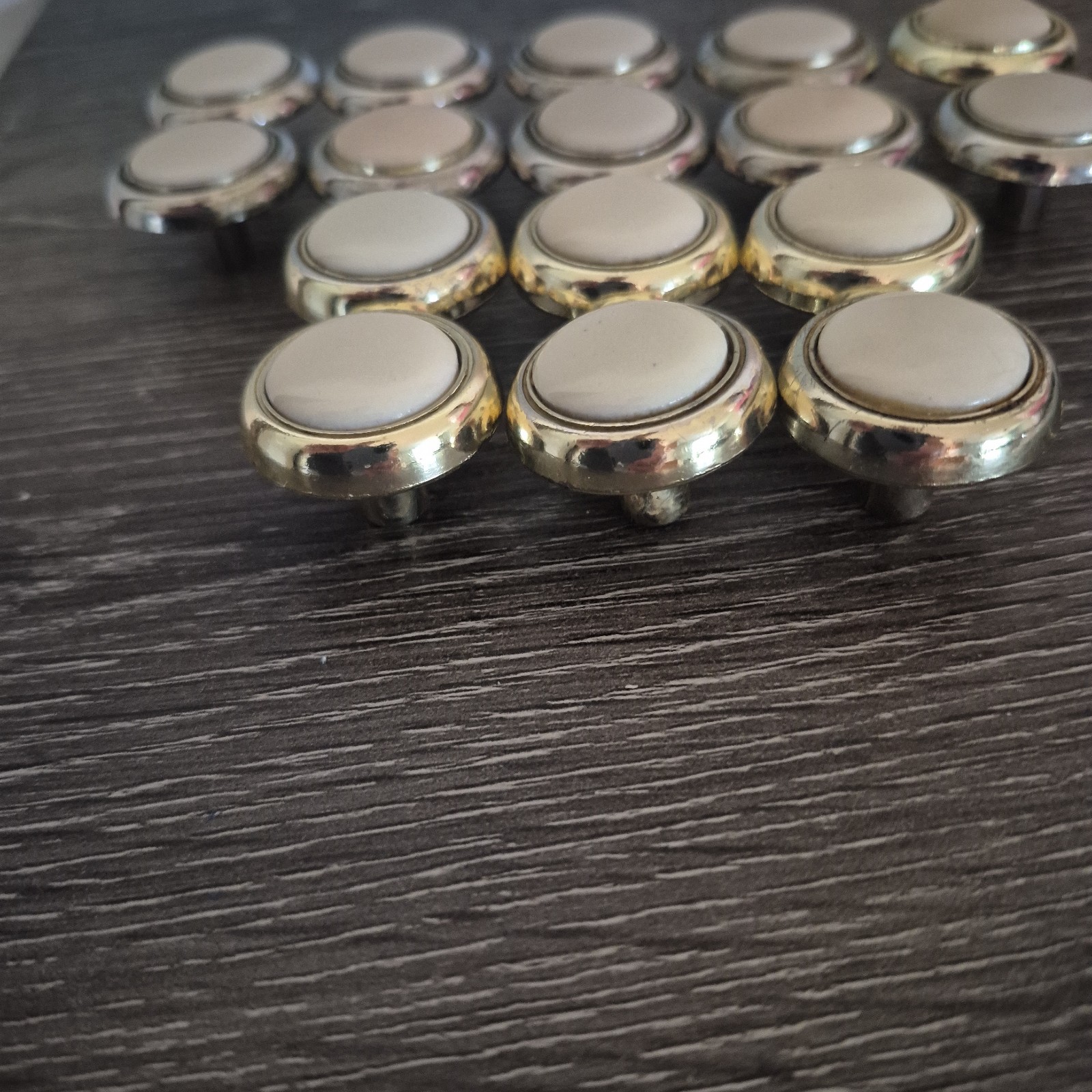 Vintage Cabinet Drawer Pulls Lot Of 16 Brass Ivory Knobs With Screws Lot 10 & 6