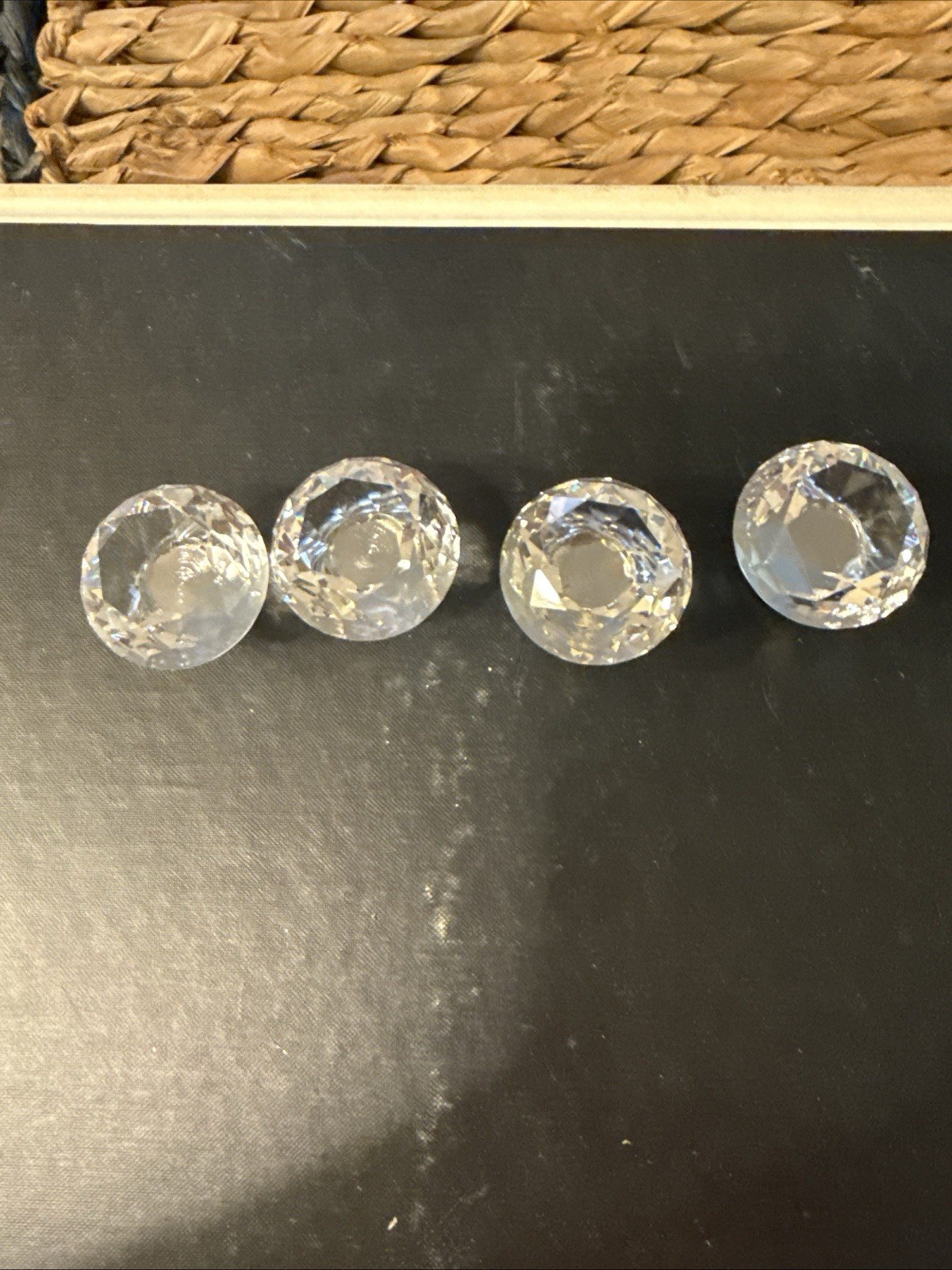 Lot of 4 Clear Crystal Glass Drawer,or Cabinet Pulls or Knobs- 1”