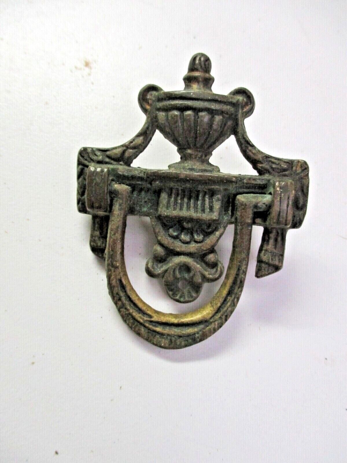 Victorian Urn Bail Drop Pull Handle Aged Dark Solid Cast Brass 2-3/16″ Antique