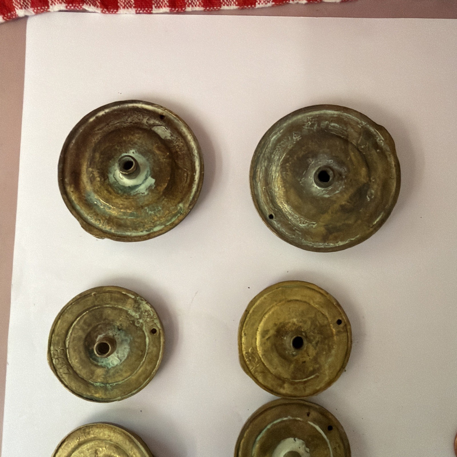 Vintage Brass Floral Ring Drop Cabinet Drawer Pull Furniture Replacement 8 Pcs