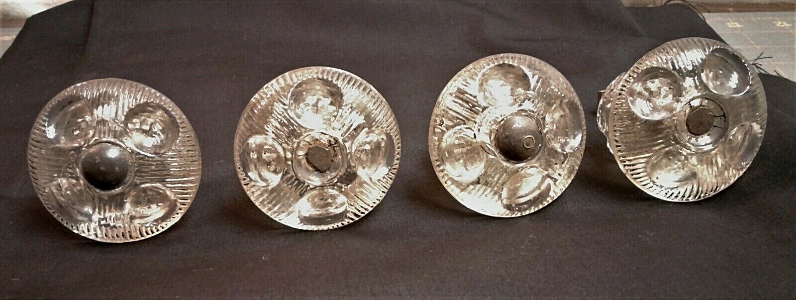 Set of 4 Antique Pressed Glass Chest of Drawer Pulls 1820s Era