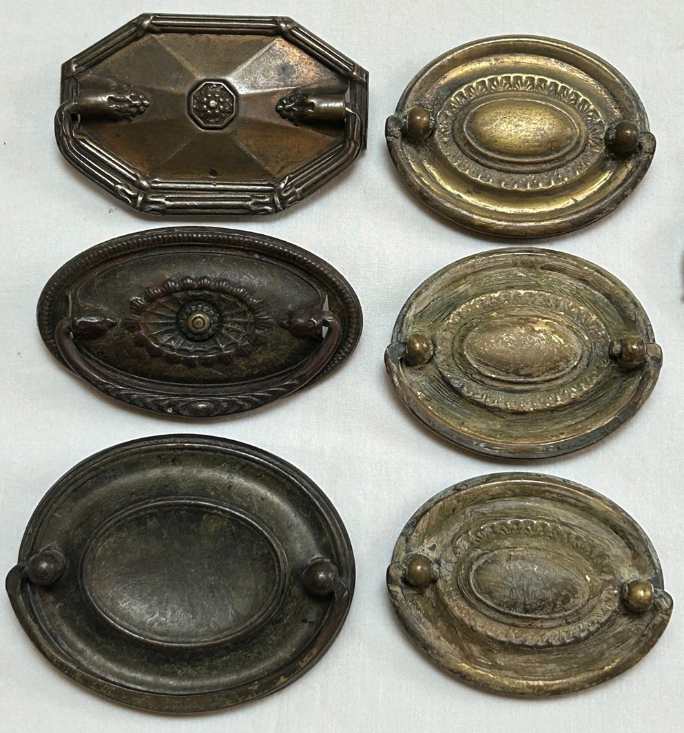 Vintage Hepplewhite Brass Drawer Pulls Handles & Victorian Ring Pulls Mixed Lot