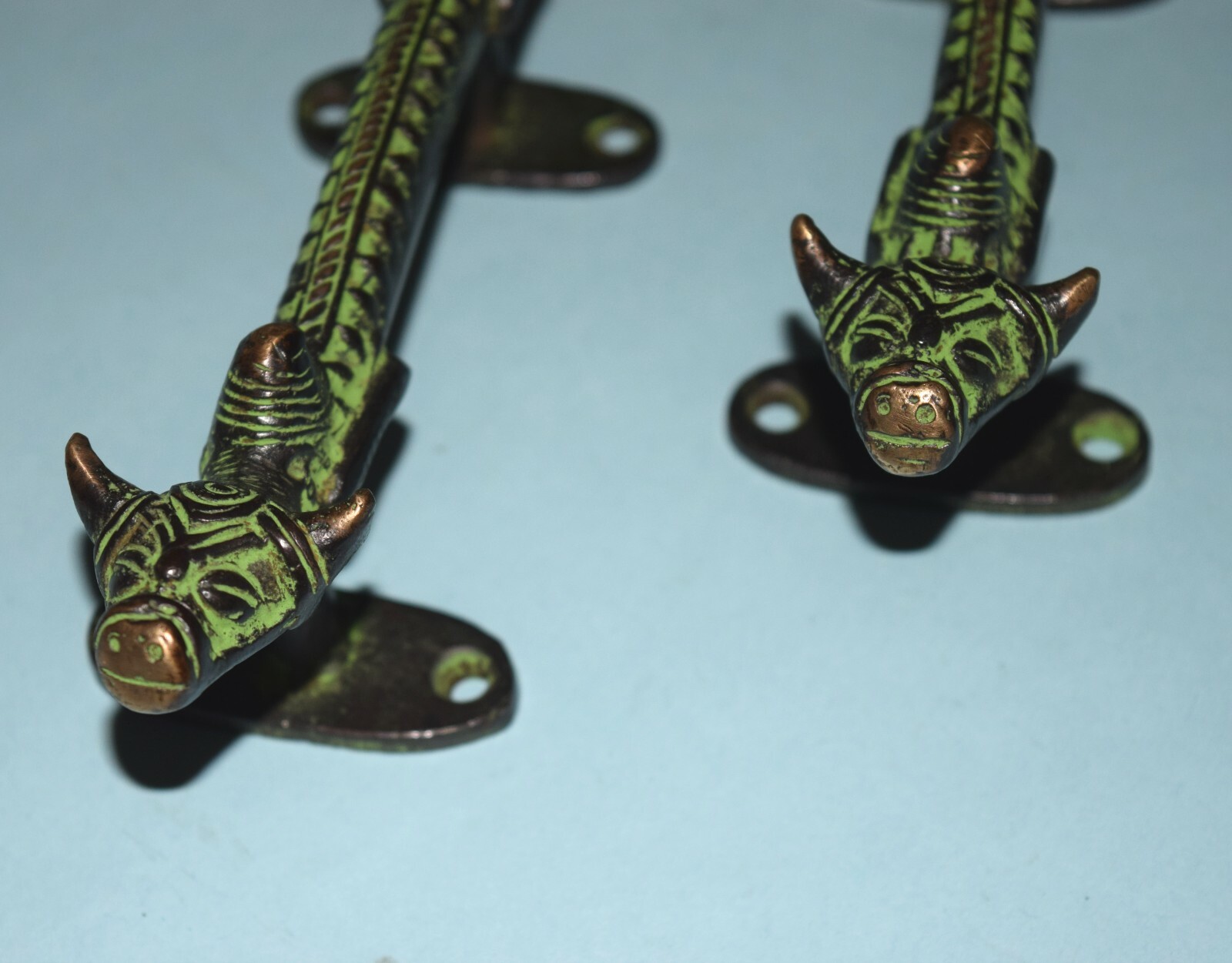 Tribal Art Nandi Door Handles Pair Farming Bull Cupboard Grips Gate Puller HK162