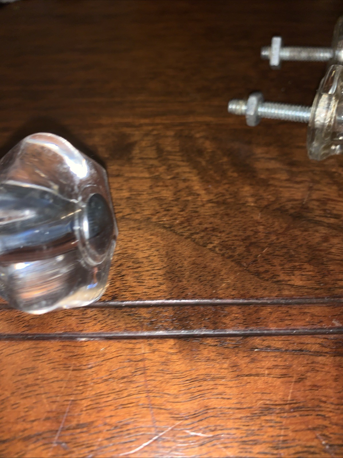 Vintage 1.125 in. Glass Hexagon Drawer Cabinet Knob set Of 5 great condition