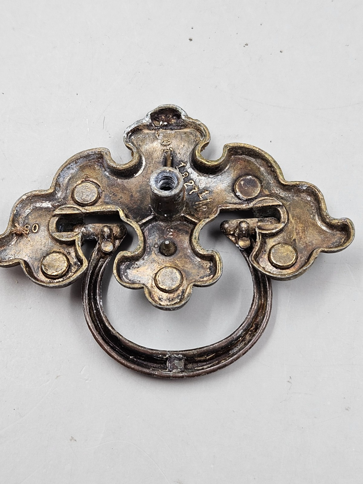 Vintage Cast Metal Bronze Tone 6 Chippendale Batwing Style Drop Bail Pull Handle
