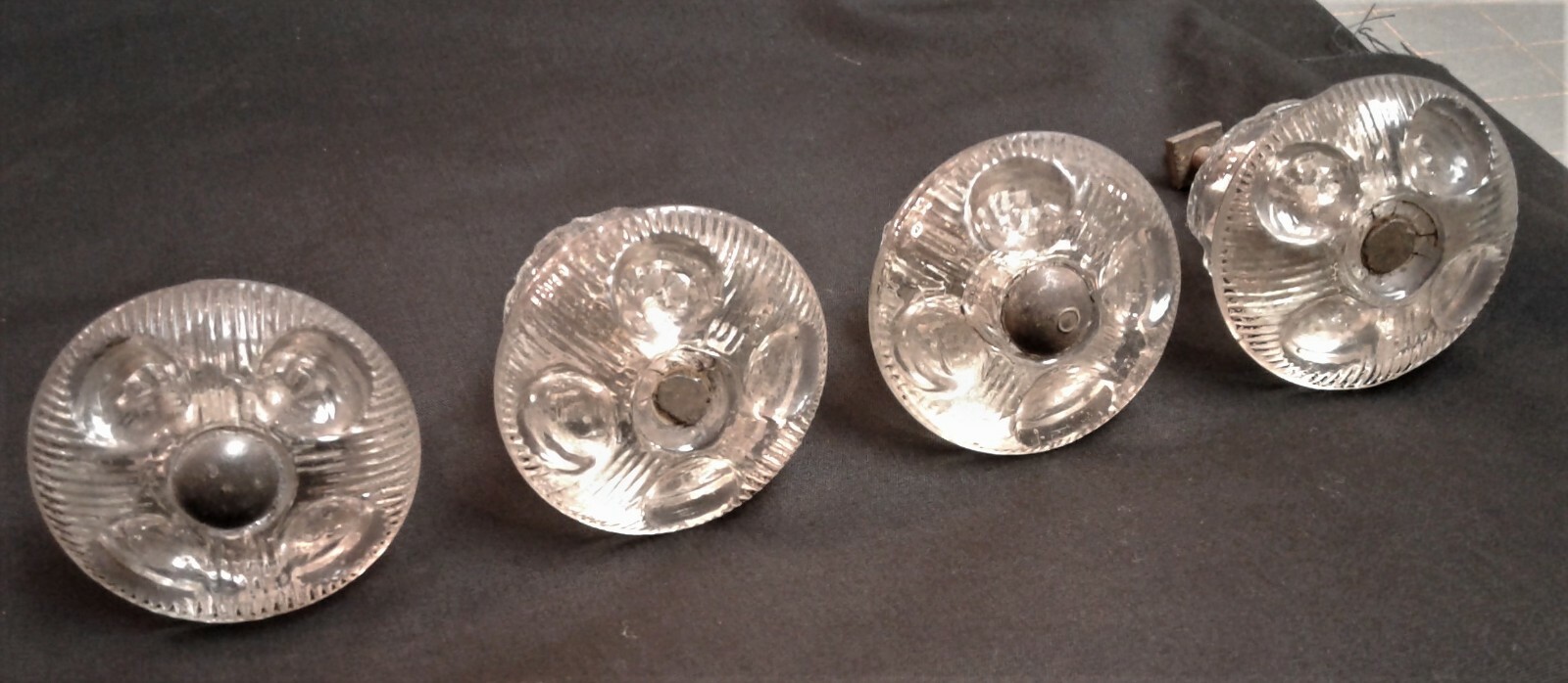 Set of 4 Antique Pressed Glass Chest of Drawer Pulls 1820s Era