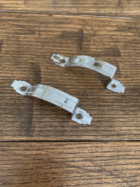 Set of 2 Chrome Art Deco “waterfall” cabinet door vintage pulls