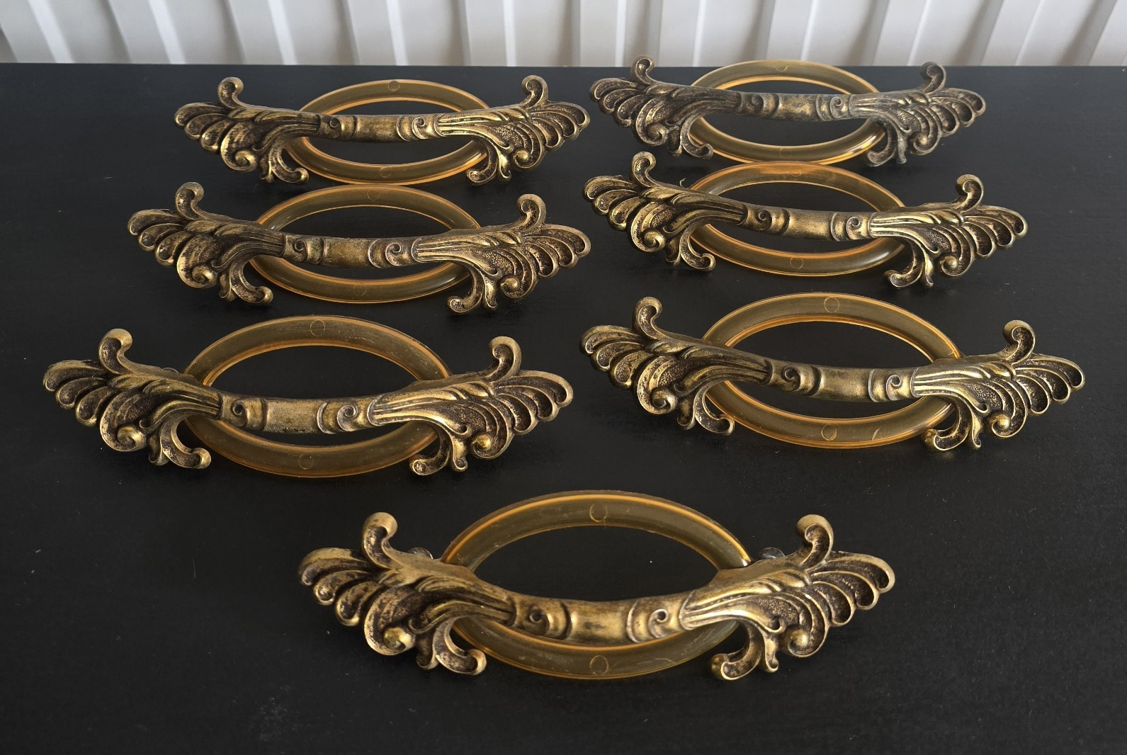 Set of 7 Vintage Art Deco Waterfall Drawer Pulls