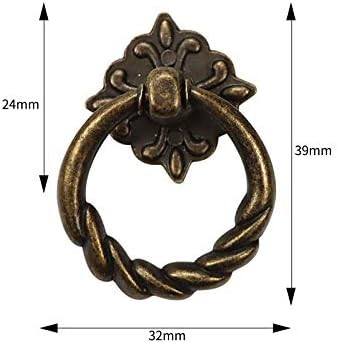 Chris.W 6pcs Vintage Bronze Drop Ring Knobs Pulls Handles for Dresser Drawer Ant