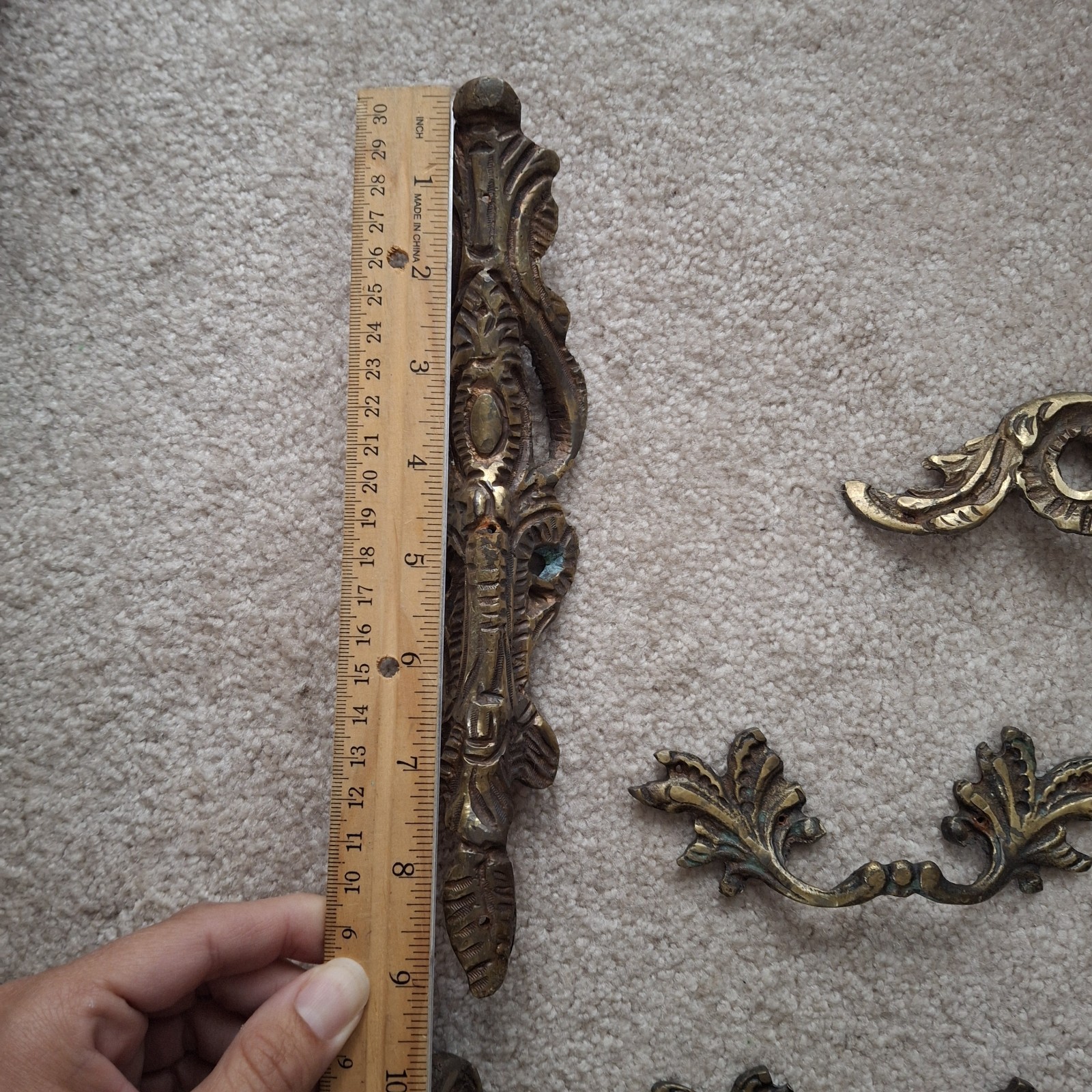 French Provincial Antique Furniture Hardware Brass 11 Pcs