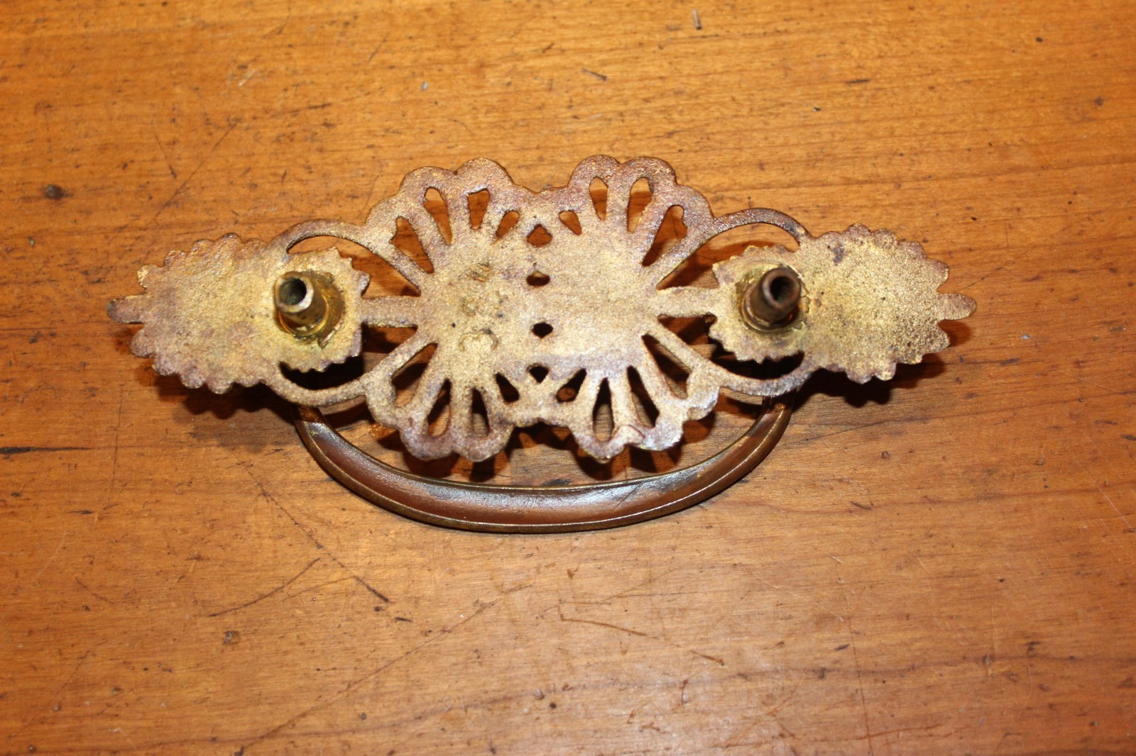 Antique Ornate 5-1/2″, 3″O.C. Cast Bronze Furniture Drop Bail Drawer Pull J-8
