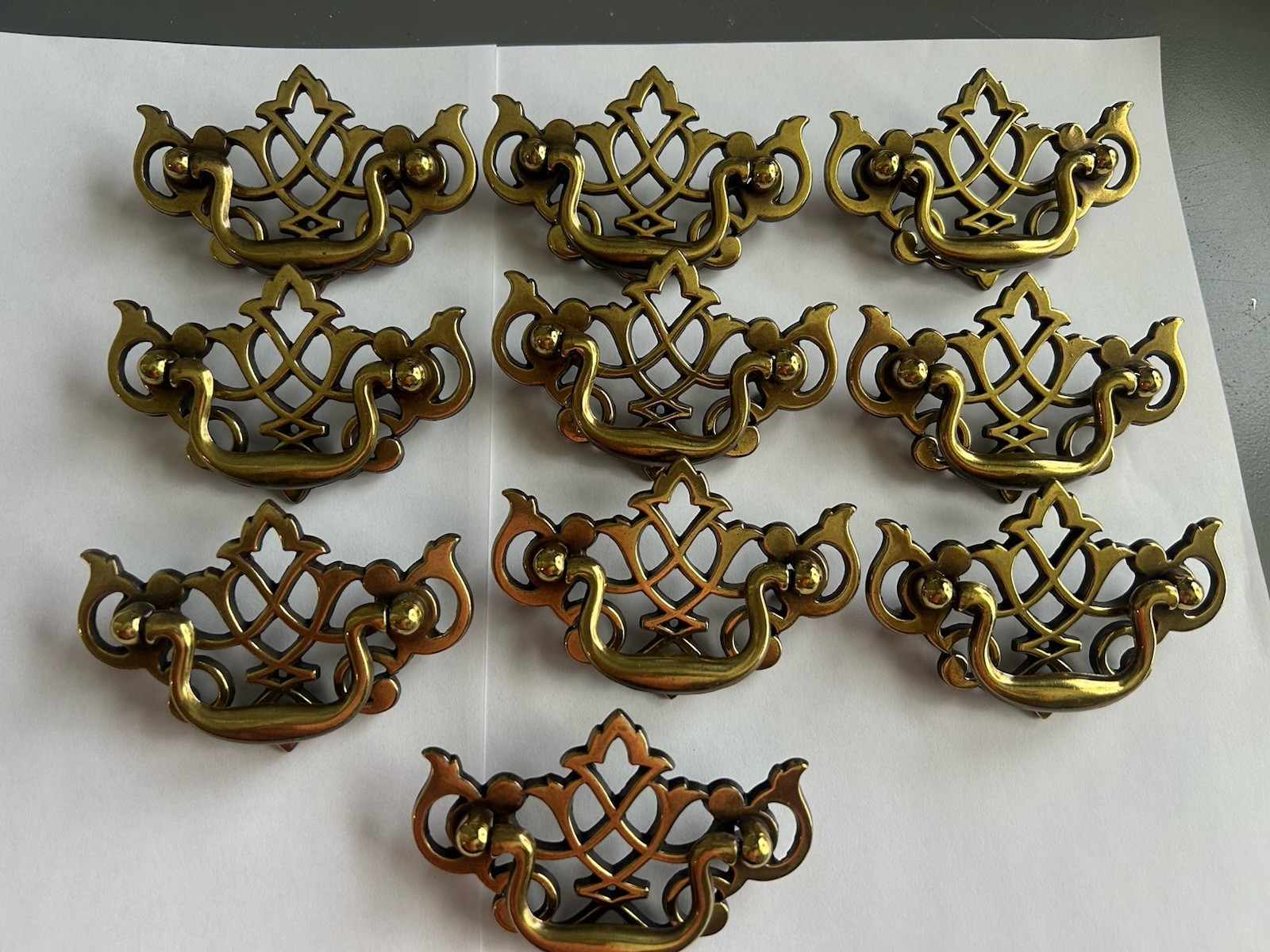 10 Keeler Brass Co. KBC Drawer Handles Pulls Chippendale Batwing 2 1/2″ Center
