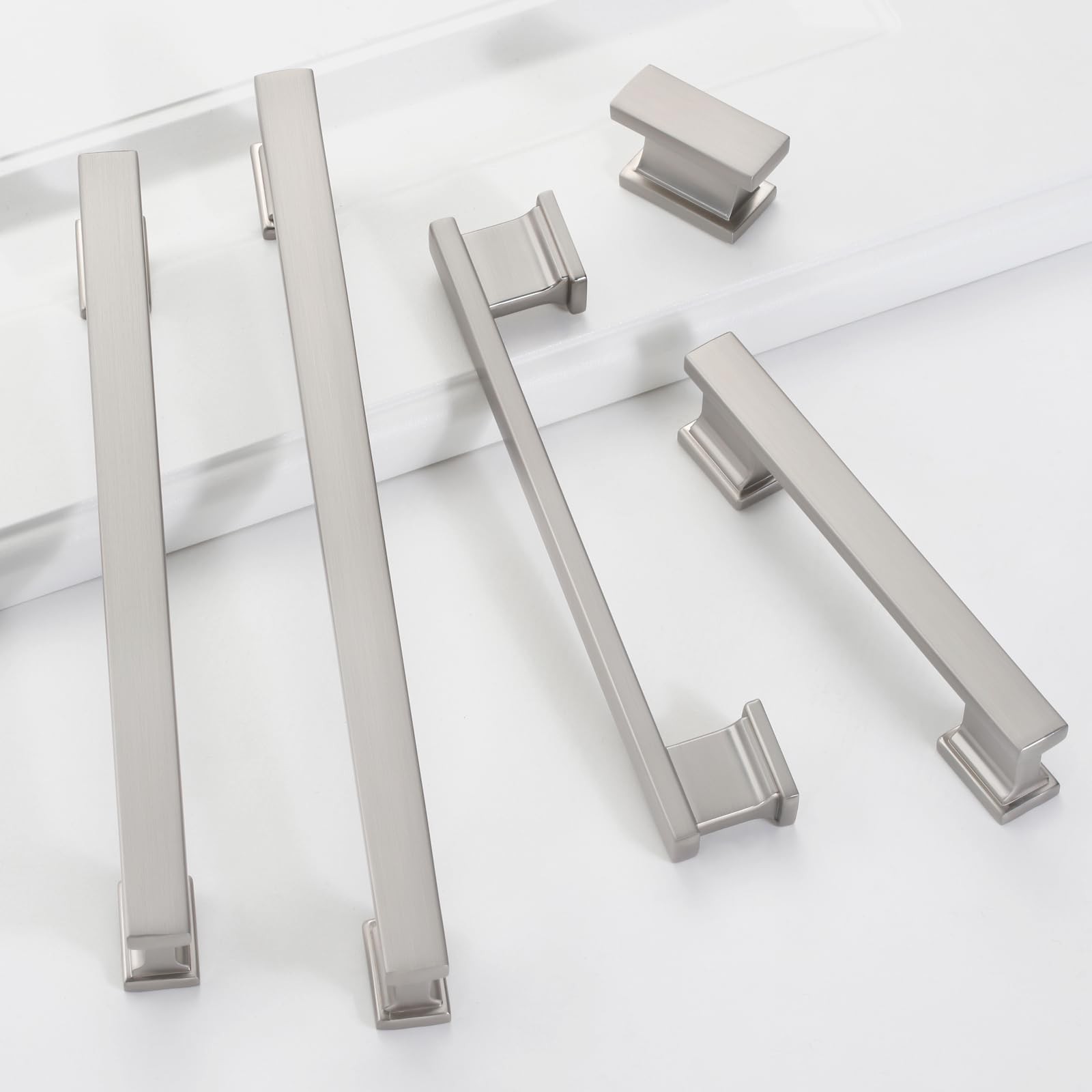 Matt Brushed Nickel Cabinet Knobs,10 Pack 1.49Inch(38mm) Single Hole Rectangl…