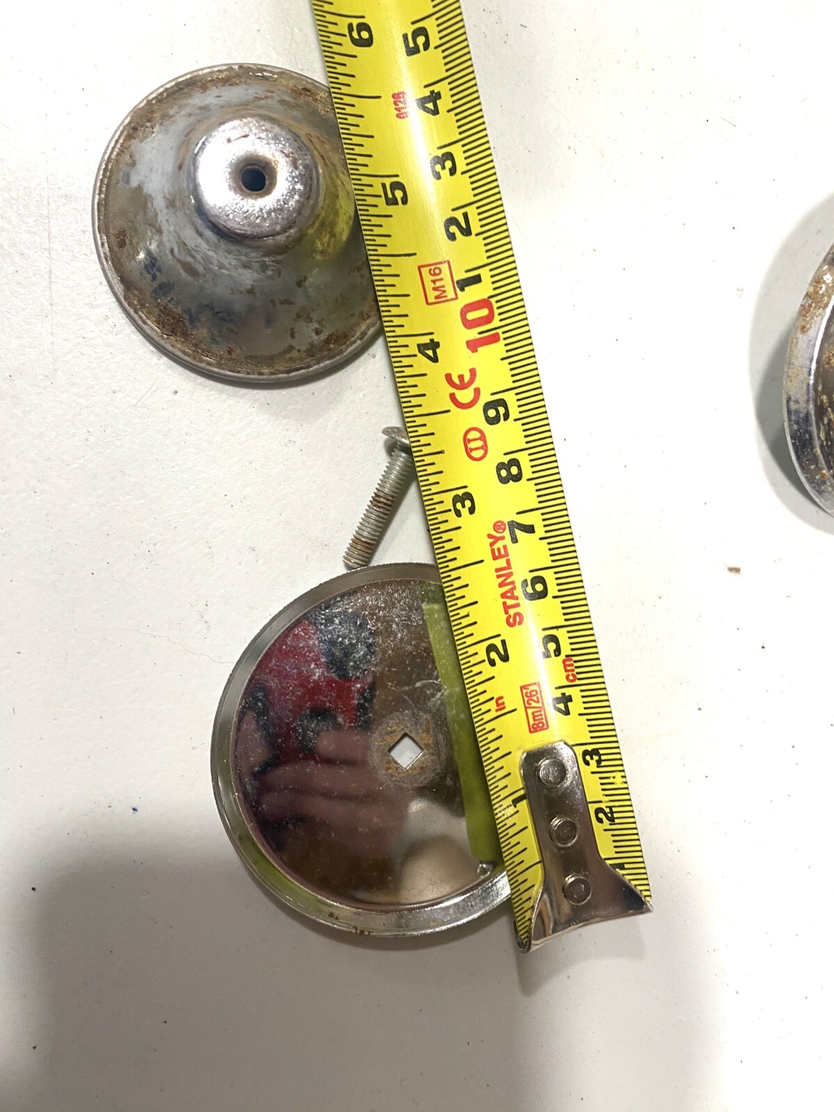 2 Vintage 2” Chrome Round Concave Cabinet Drawer Pull Knob & Backplate With Bolt