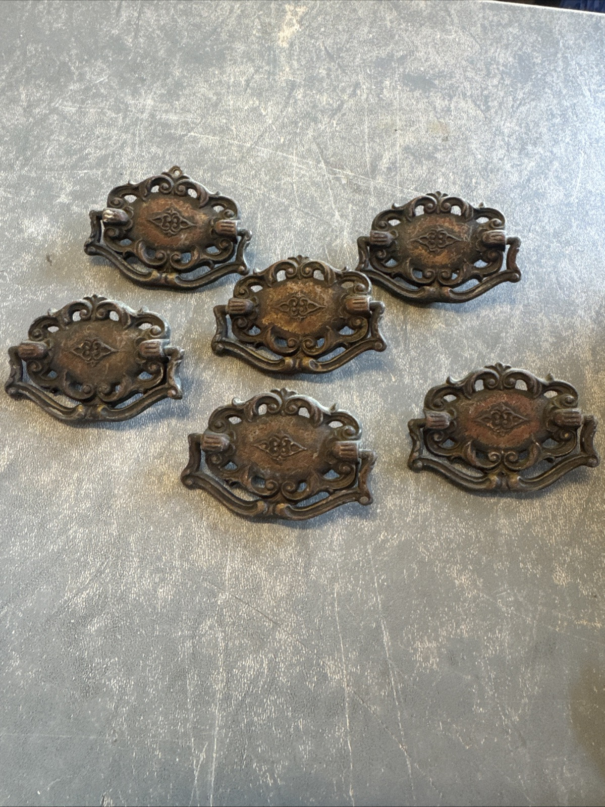 1920s Spanish drawer pulls 6pc