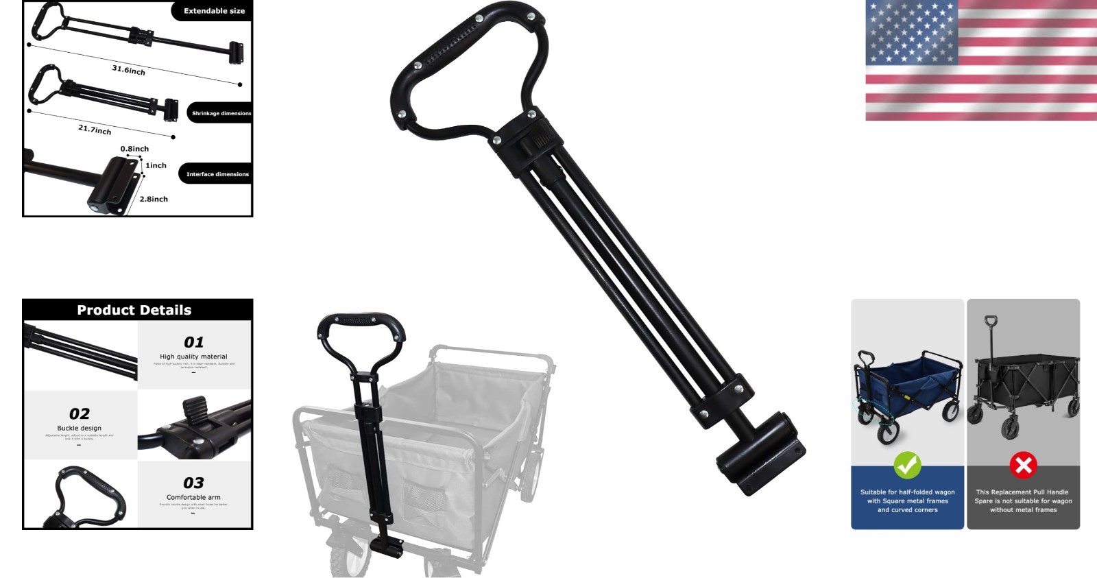Durable Iron Wagon Pull Handle Replacement