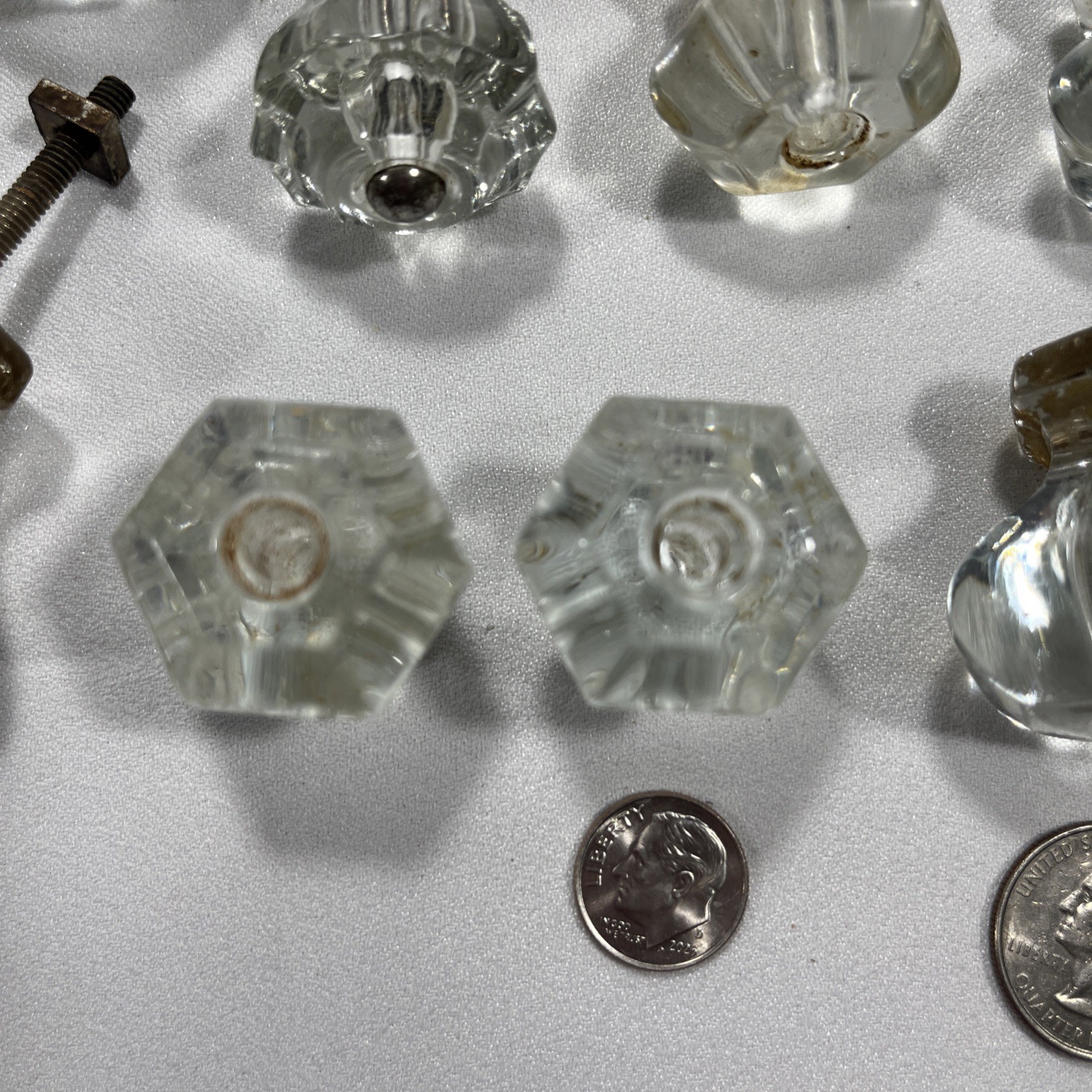 Lot Of 52 Antique Vintage Clear Glass Drawer Knobs-Salvage-Crafting-Restoration