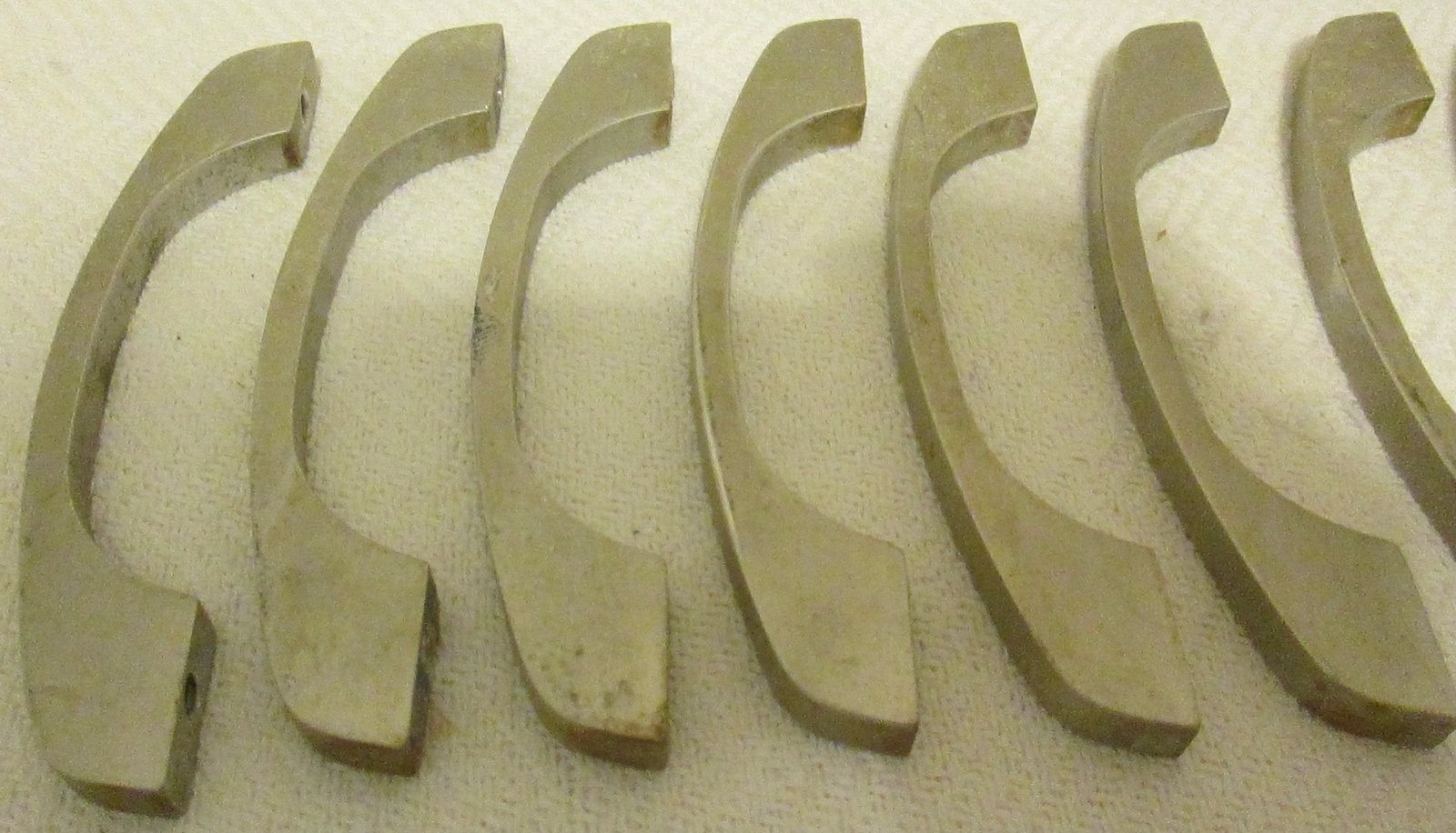 10 Vintage Mid Century MCM Brushed Aluminum Metal Drawer or Cabinet Pulls Knobs