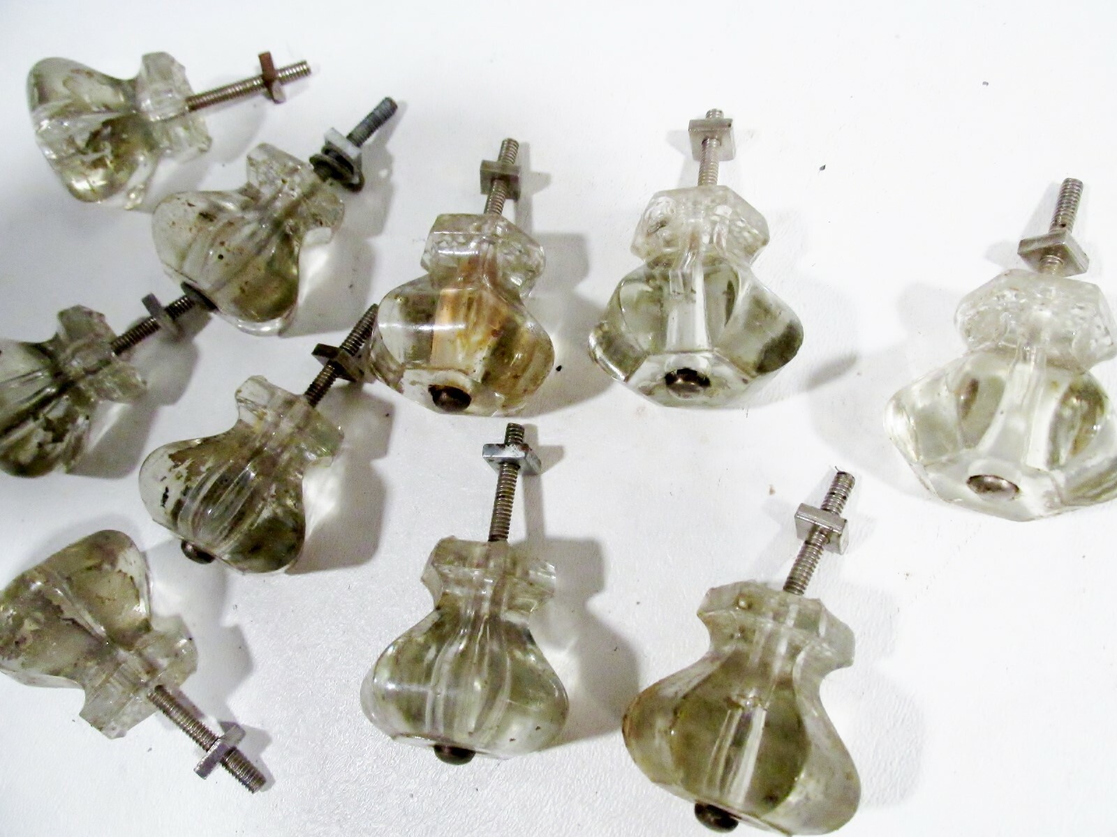 Lot 10 Antique Glass Knobs Drawer Cabinet Furniture Drawer Pulls Victorian