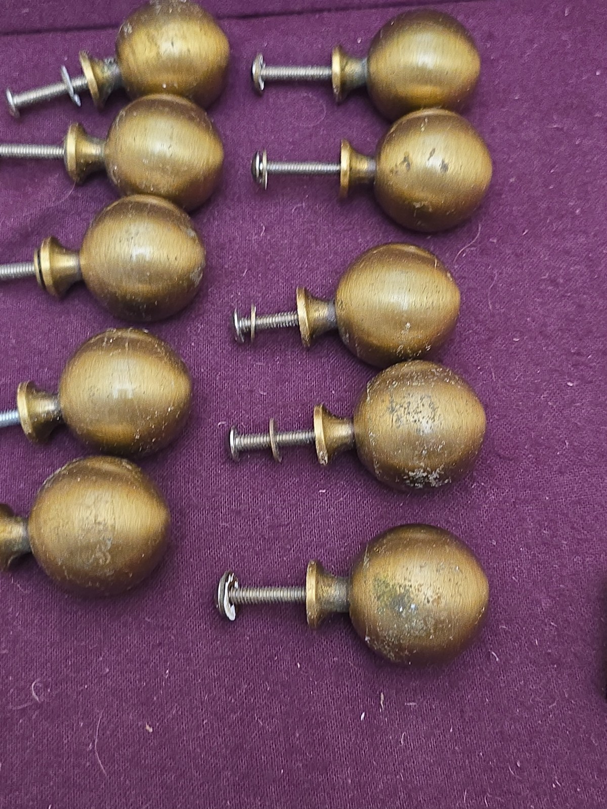 10 Solid Brass Drawer Pulls Round Cannon Ball Style Lot#1