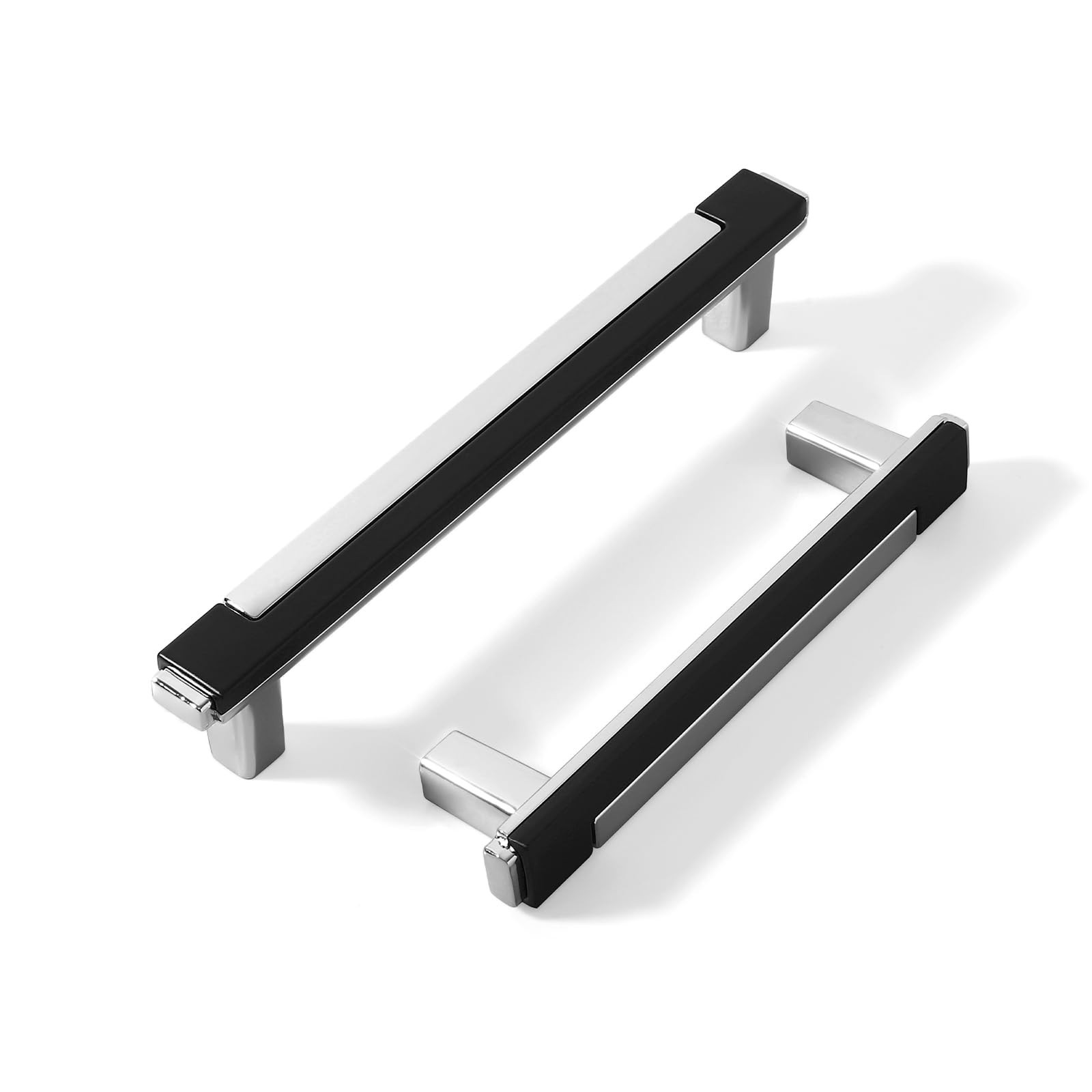 10 Pack Black Silver Cabinet Pulls & Handles, 3.7 Inch Hole Center | Smooth g…