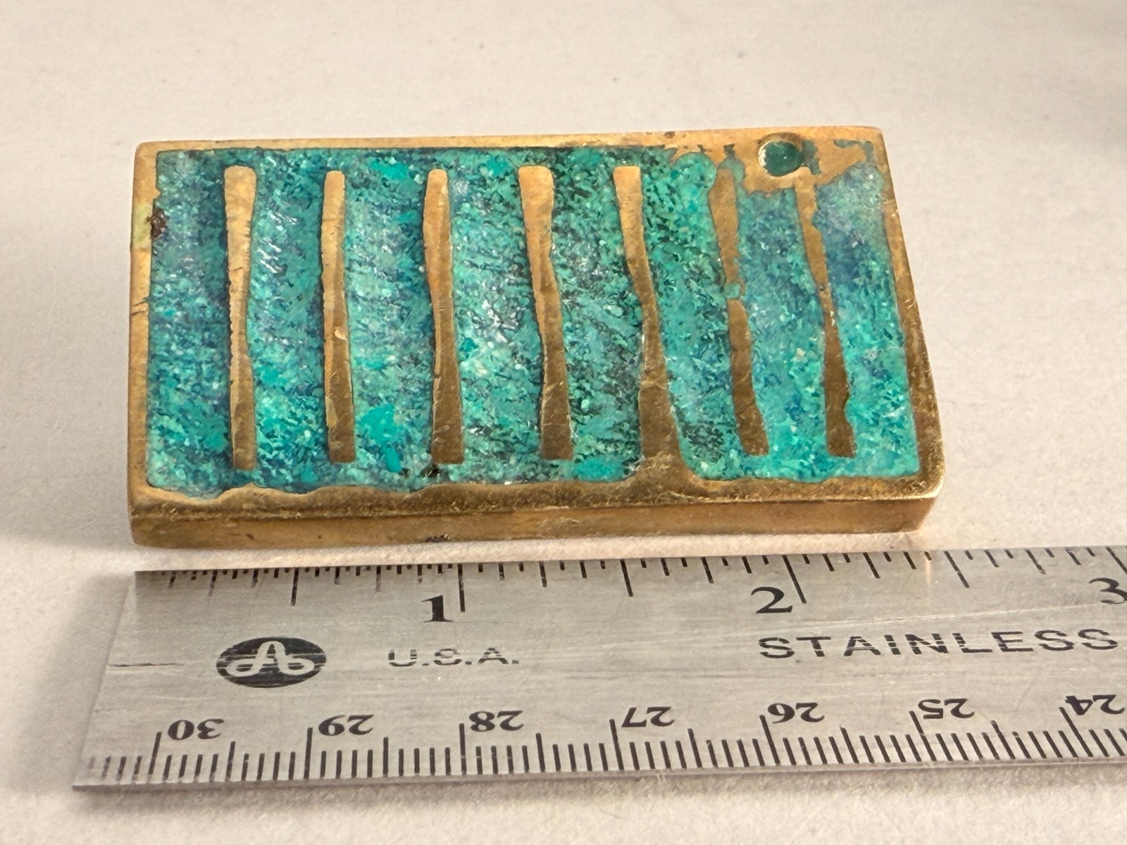 VINTAGE PEPE MENDOZA MID CENTURY MODERN 1958 4 DRAWER PULLS -MALACHITE AND BRASS